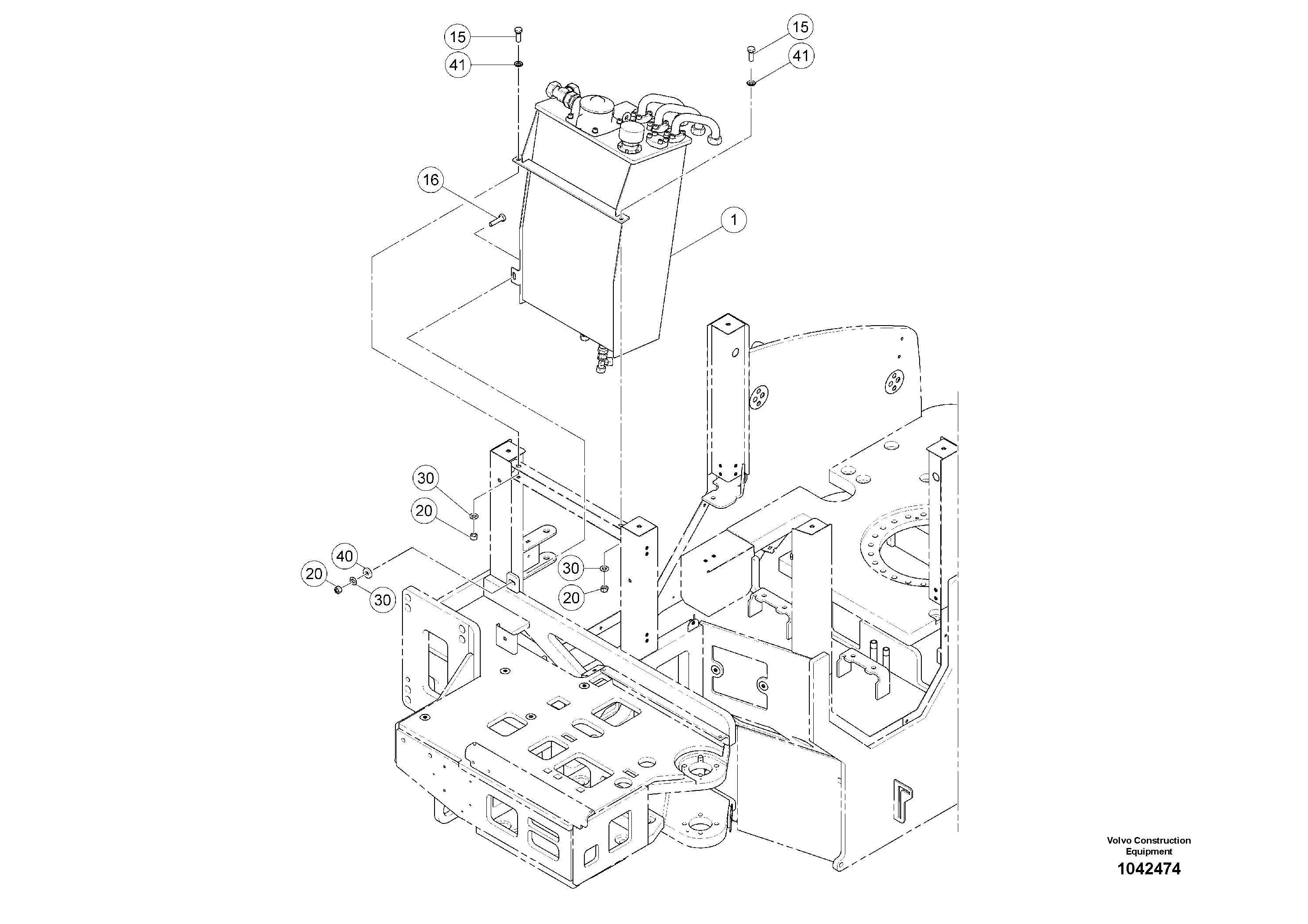 Схема запчастей Volvo MW500 S/N 20591 - - 98096 Hydraulic Tank kit 