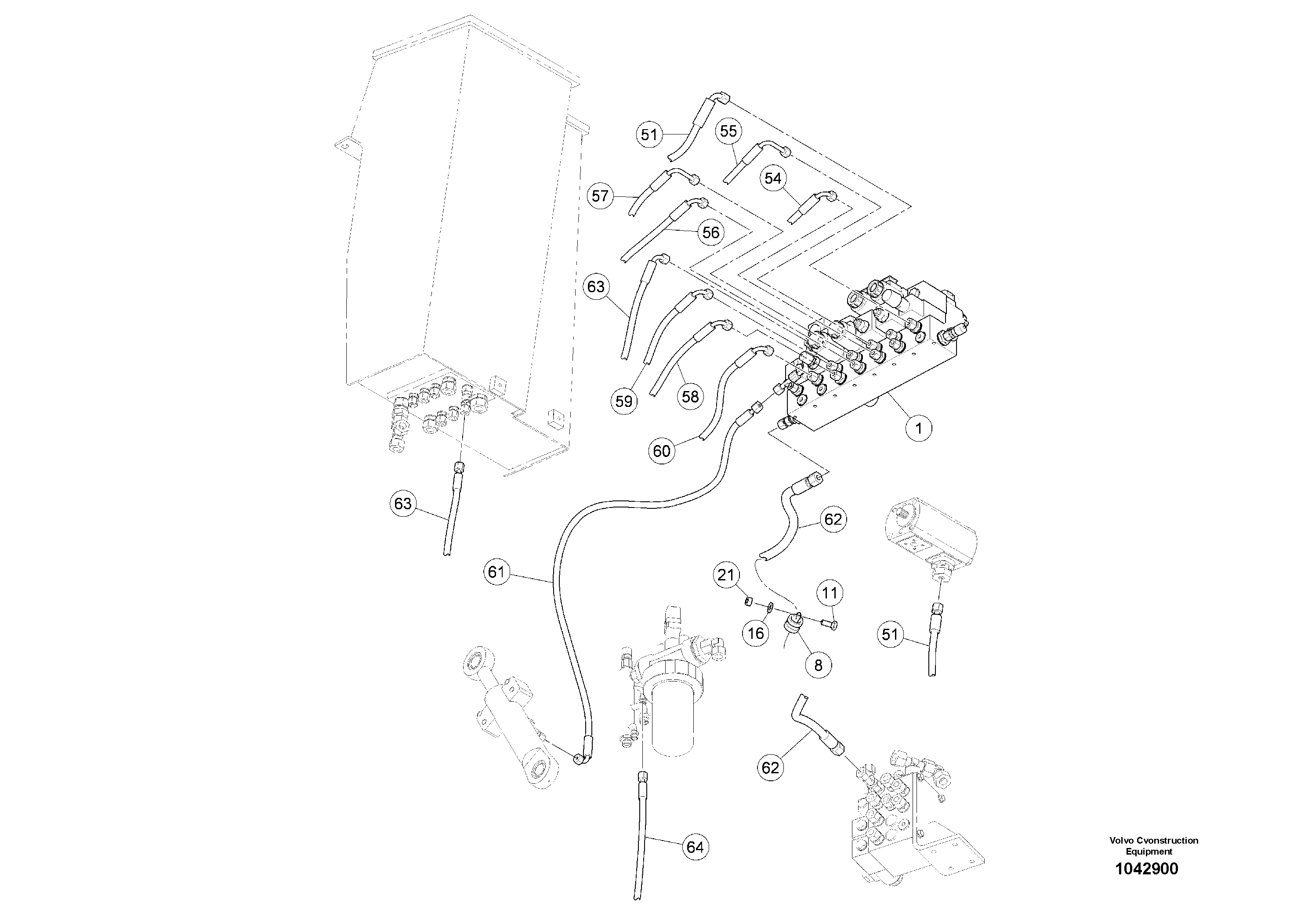 Схема запчастей Volvo MW500 S/N 20591 - - 100549 Valve Support For Swivelling 