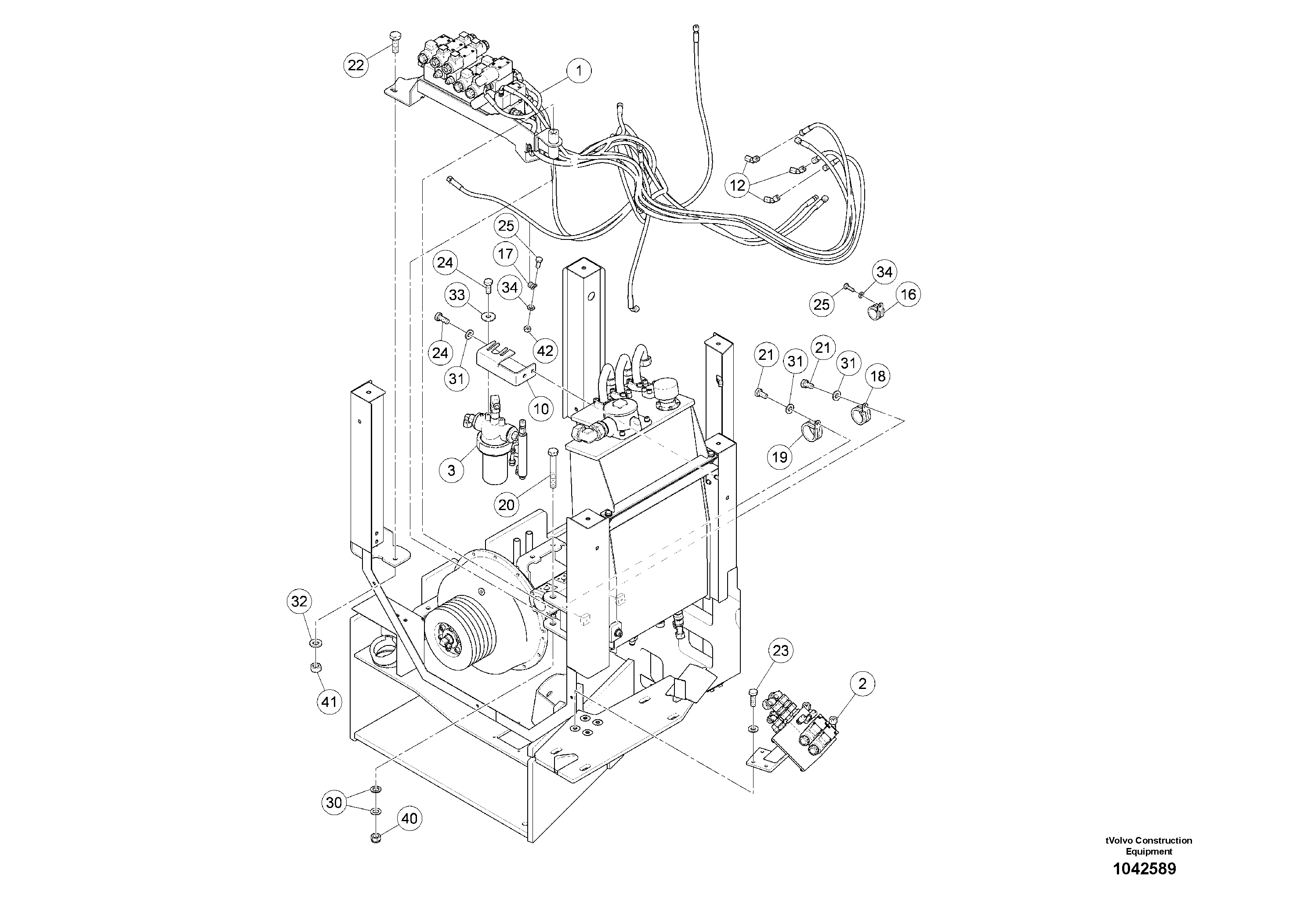 Схема запчастей Volvo MW500 S/N 20591 - - 91590 hydraulic valves 