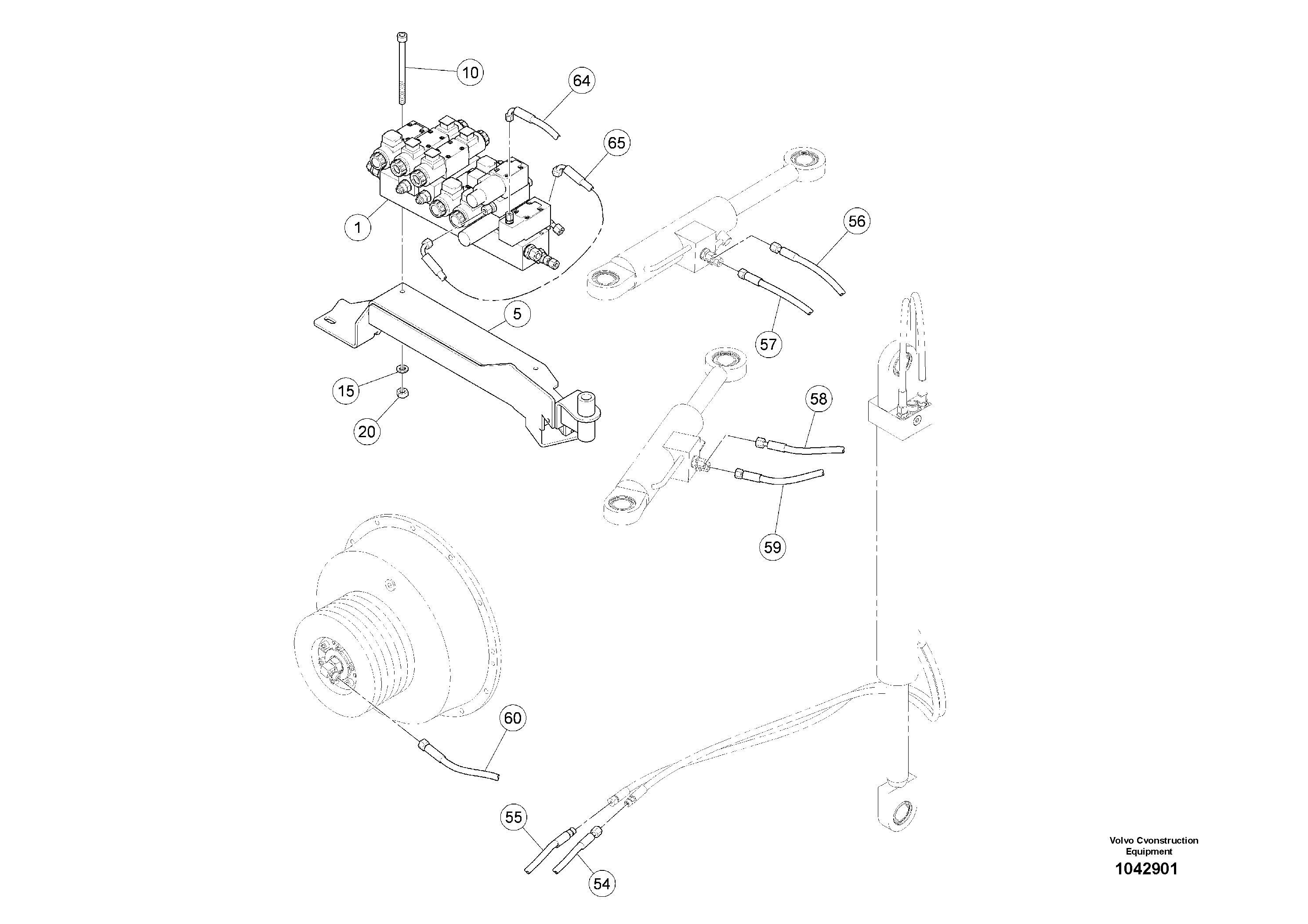 Схема запчастей Volvo MW500 S/N 20591 - - 92075 Valve Support For Swivelling 