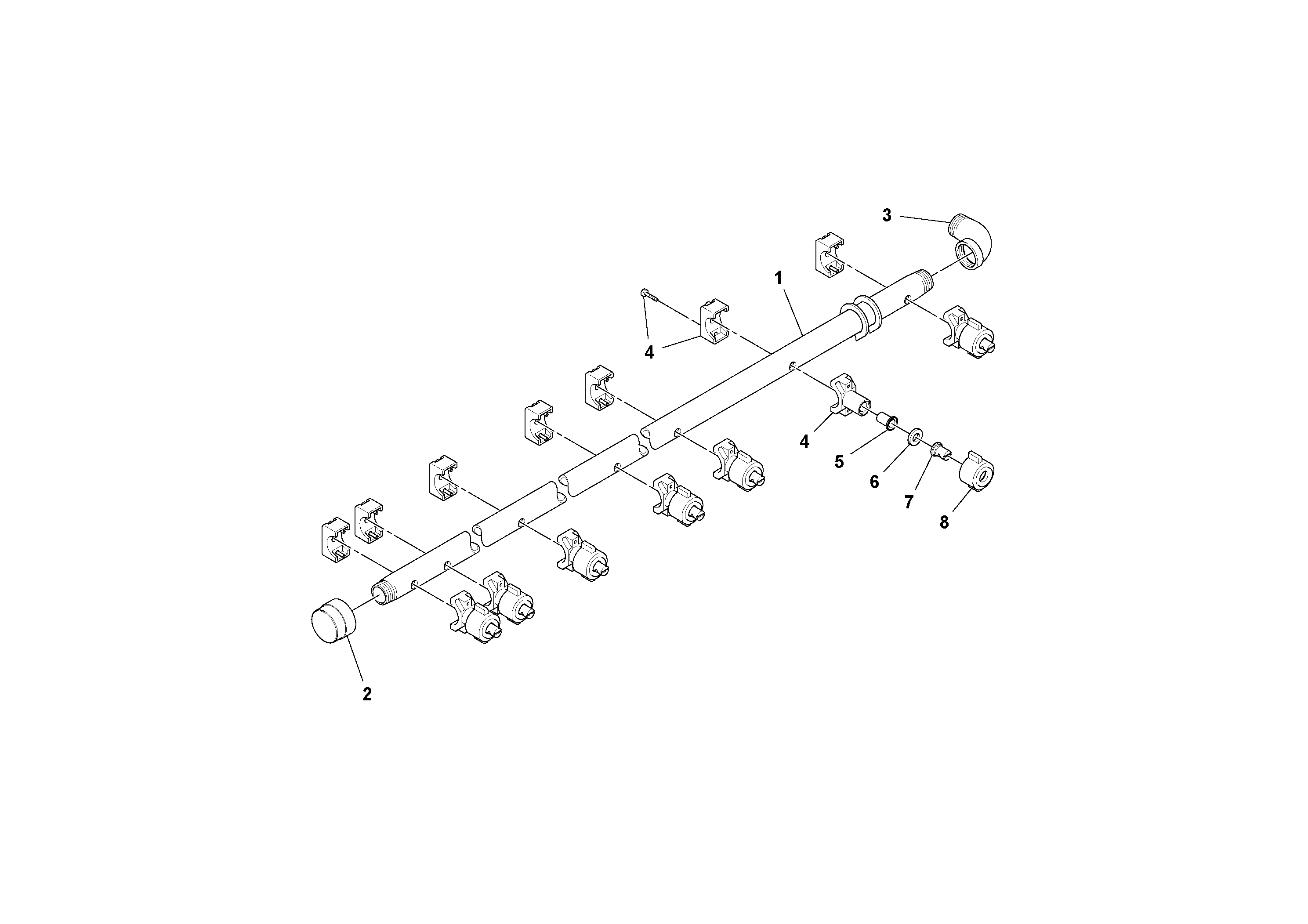 Схема запчастей Volvo MT2000 S/N 197282,198000- - 75651 Spray Bar Assembly 