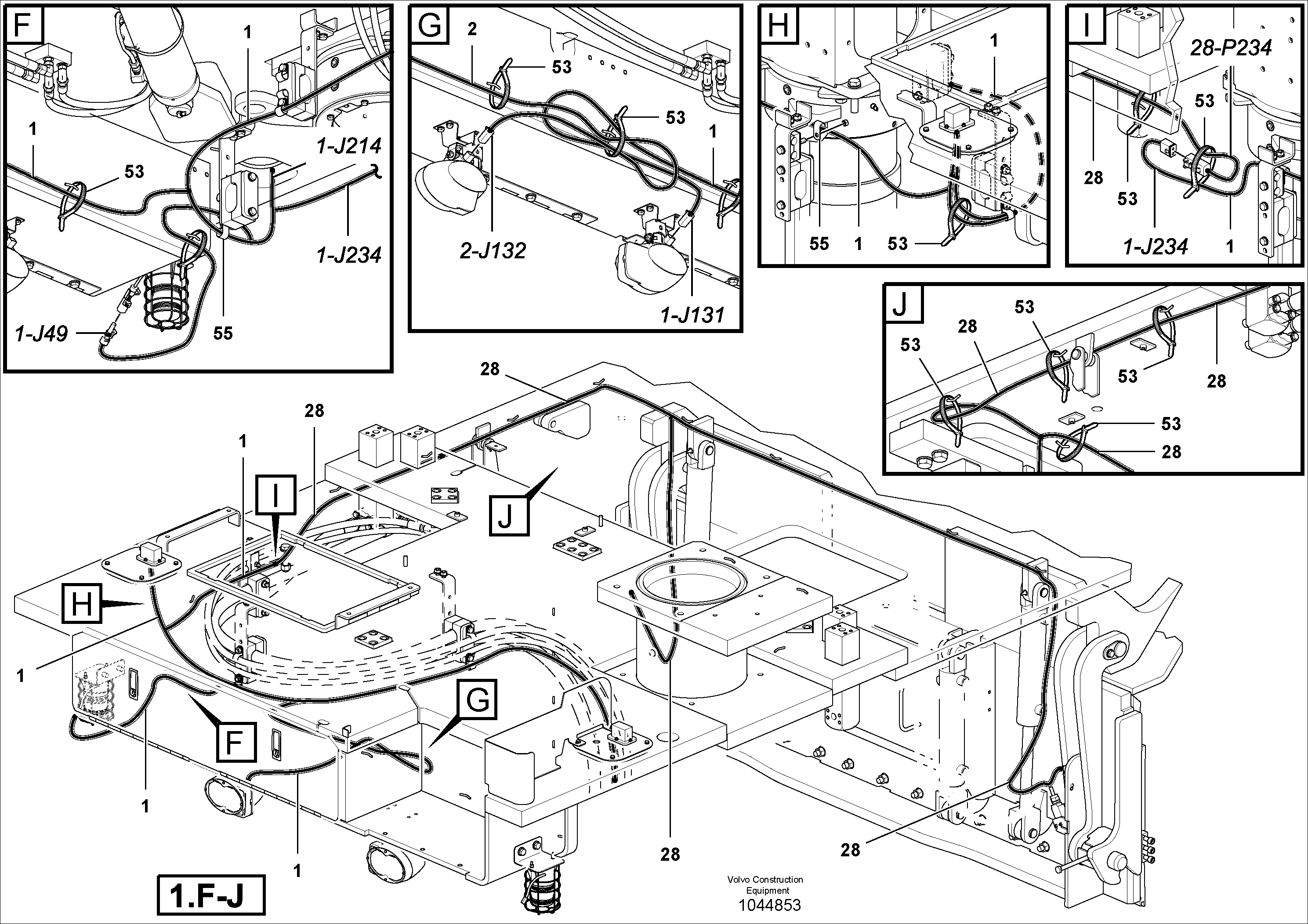 Схема запчастей Volvo MT2000 S/N 197282,198000- - 61246 Harness Installation 