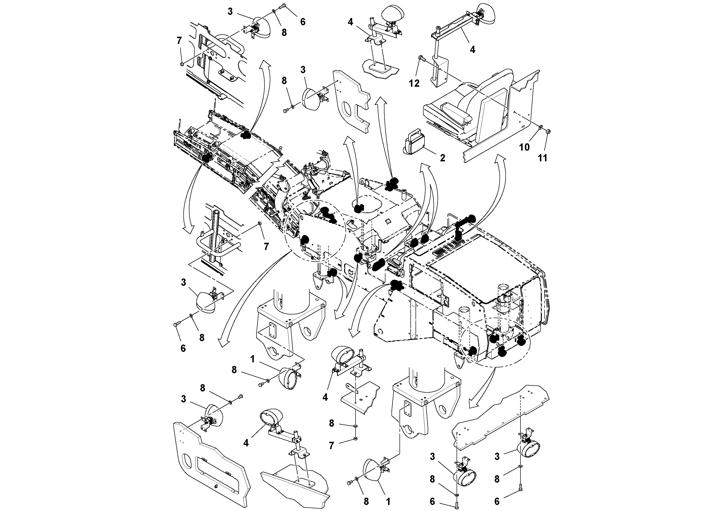 Схема запчастей Volvo MT2000 S/N 197282,198000- - 104379 Work light Installation 