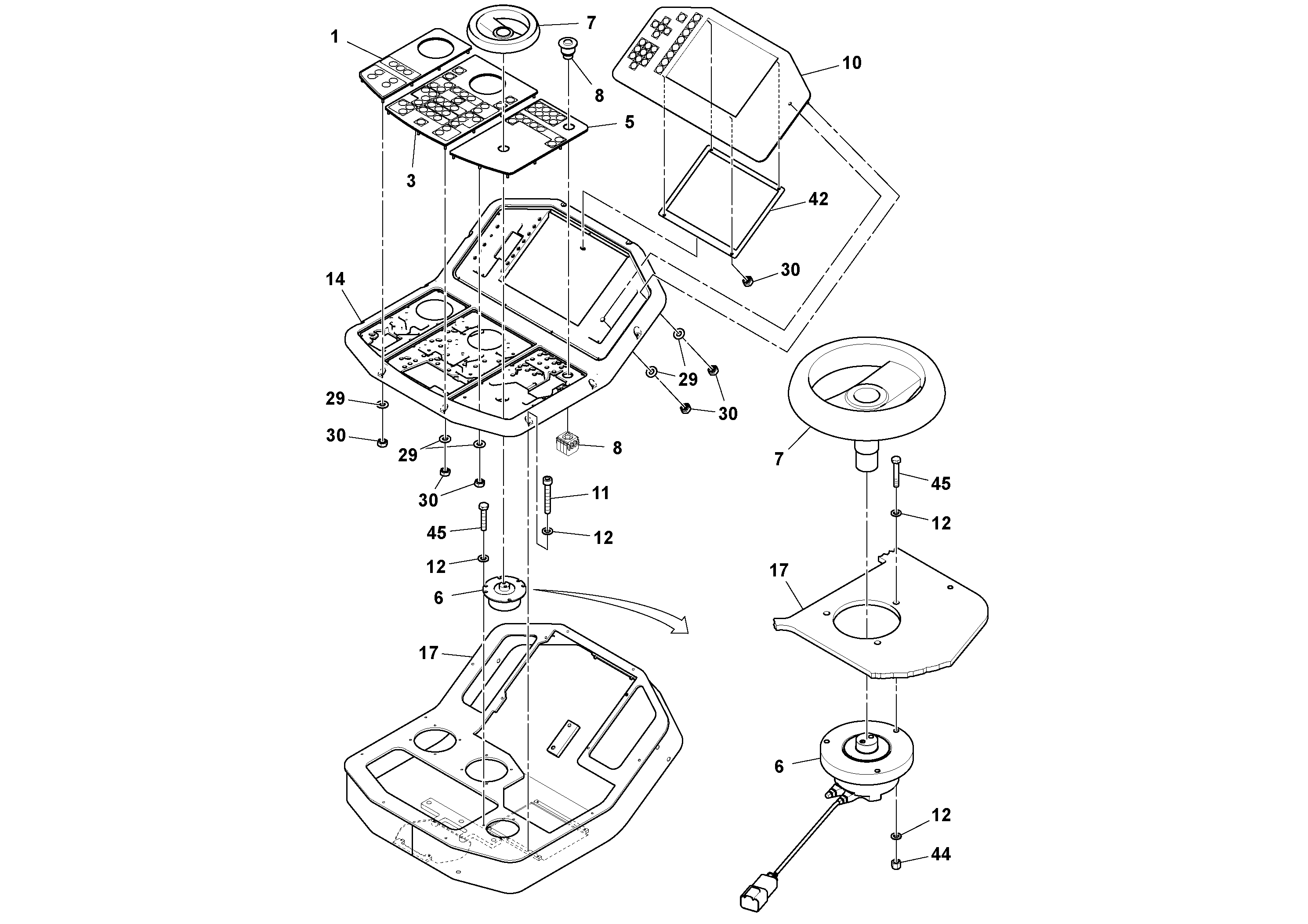 Схема запчастей Volvo MT2000 S/N 197282,198000- - 70557 Mmc Panel Right 