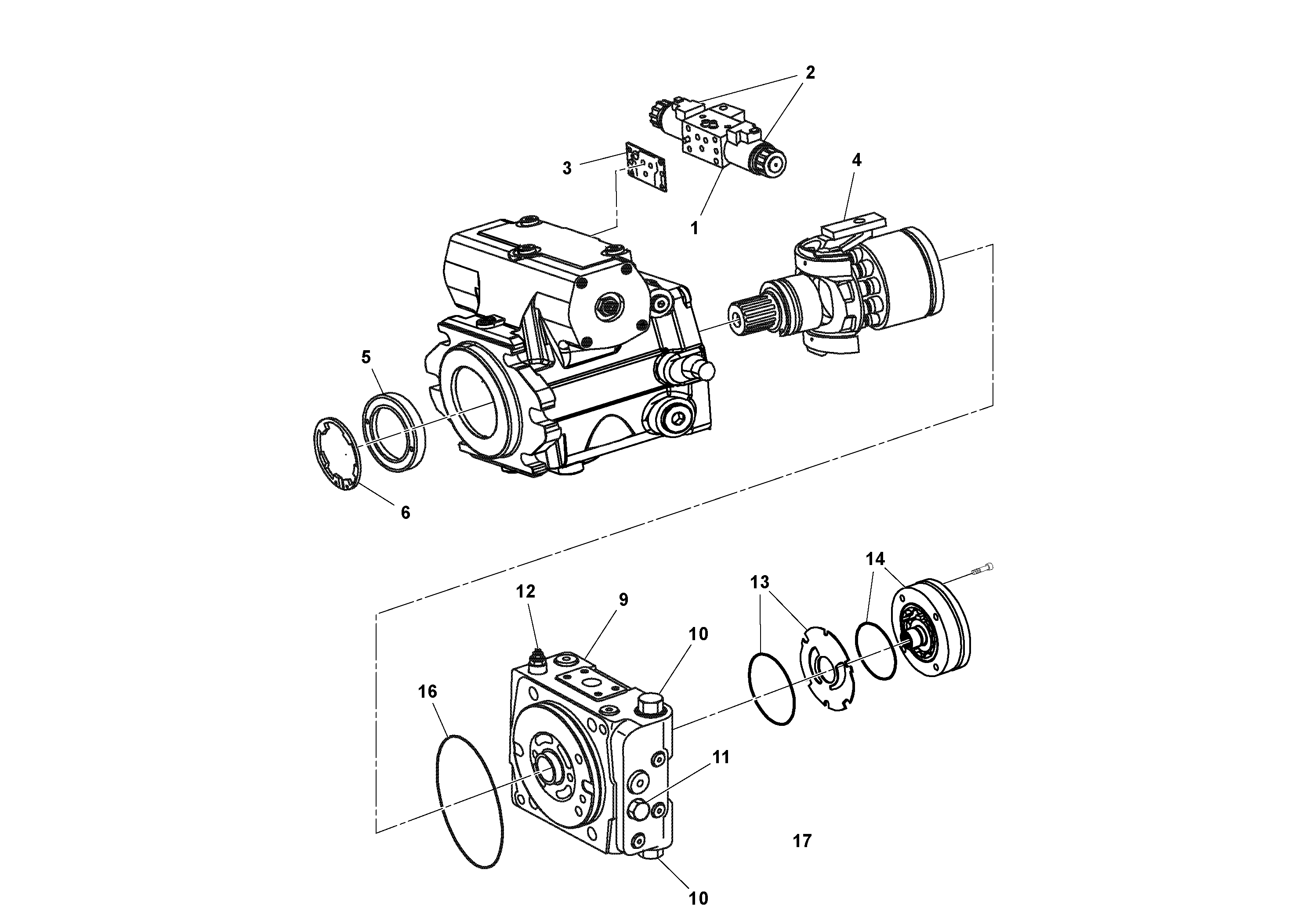 Схема запчастей Volvo MT2000 S/N 197282,198000- - 98851 Propulsion Pump 