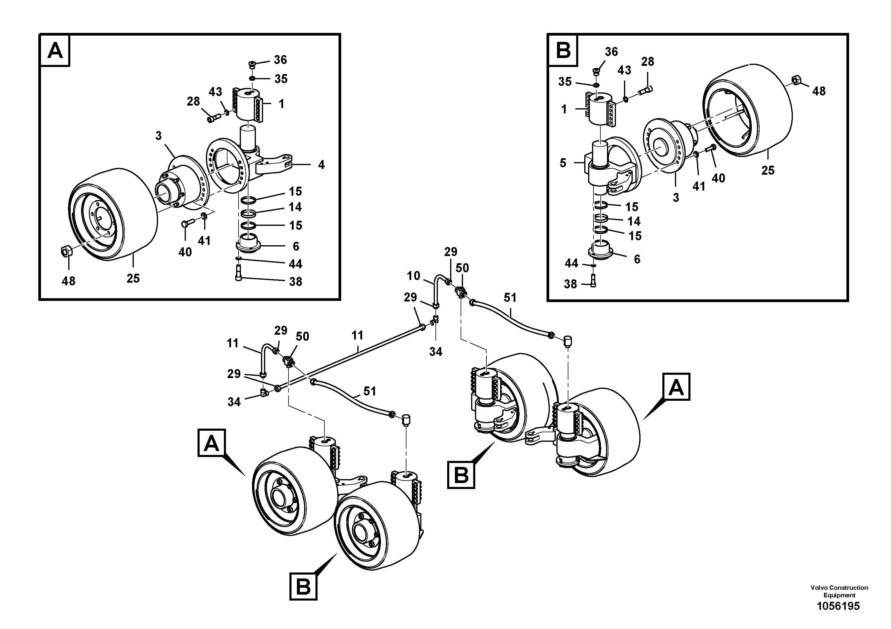 Схема запчастей Volvo ABG4361 S/N 0847503050 - - 92363 Front Wheel Installation 