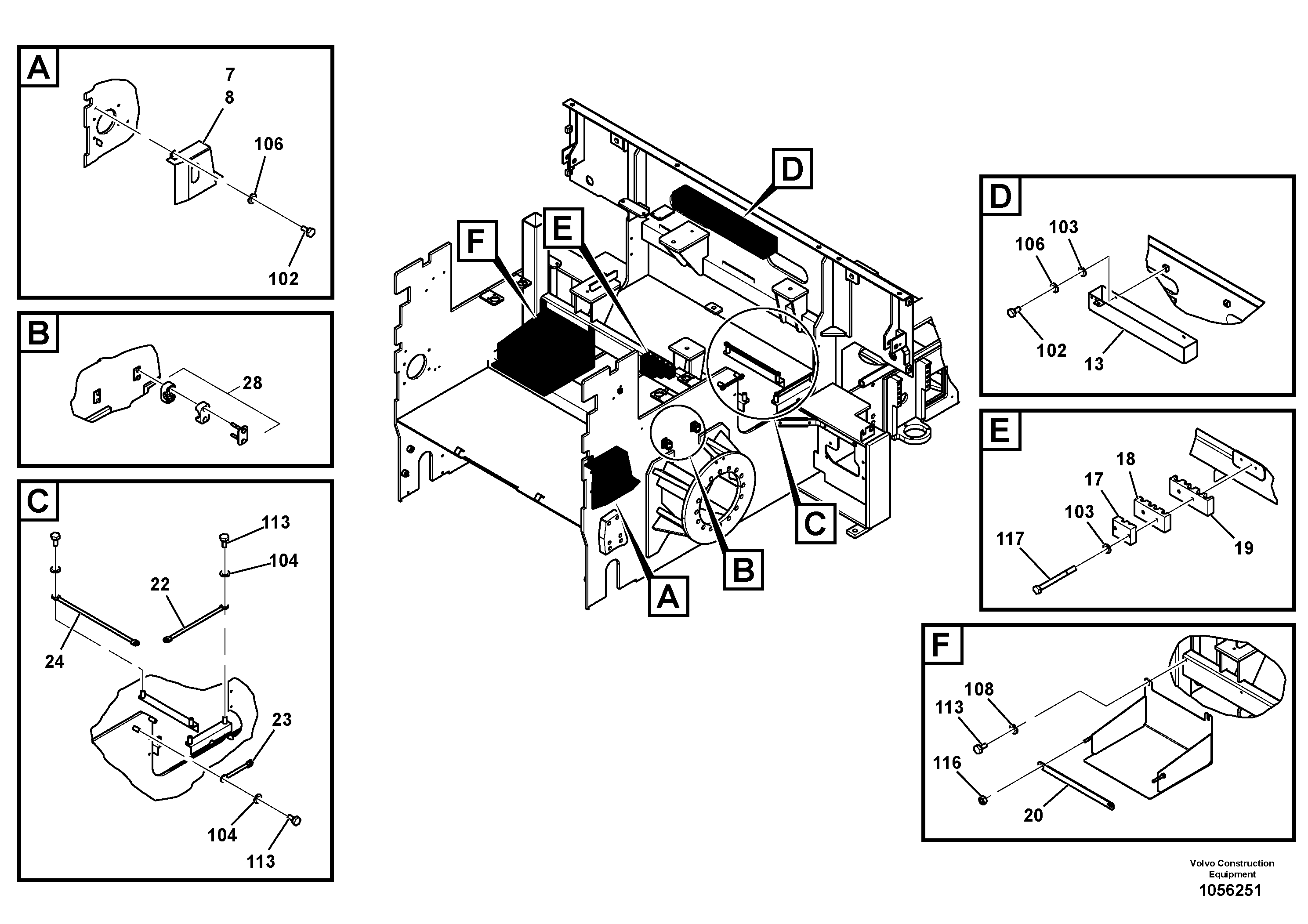 Схема запчастей Volvo ABG4361 S/N 0847503050 - - 93154 Operators Platform Installation 