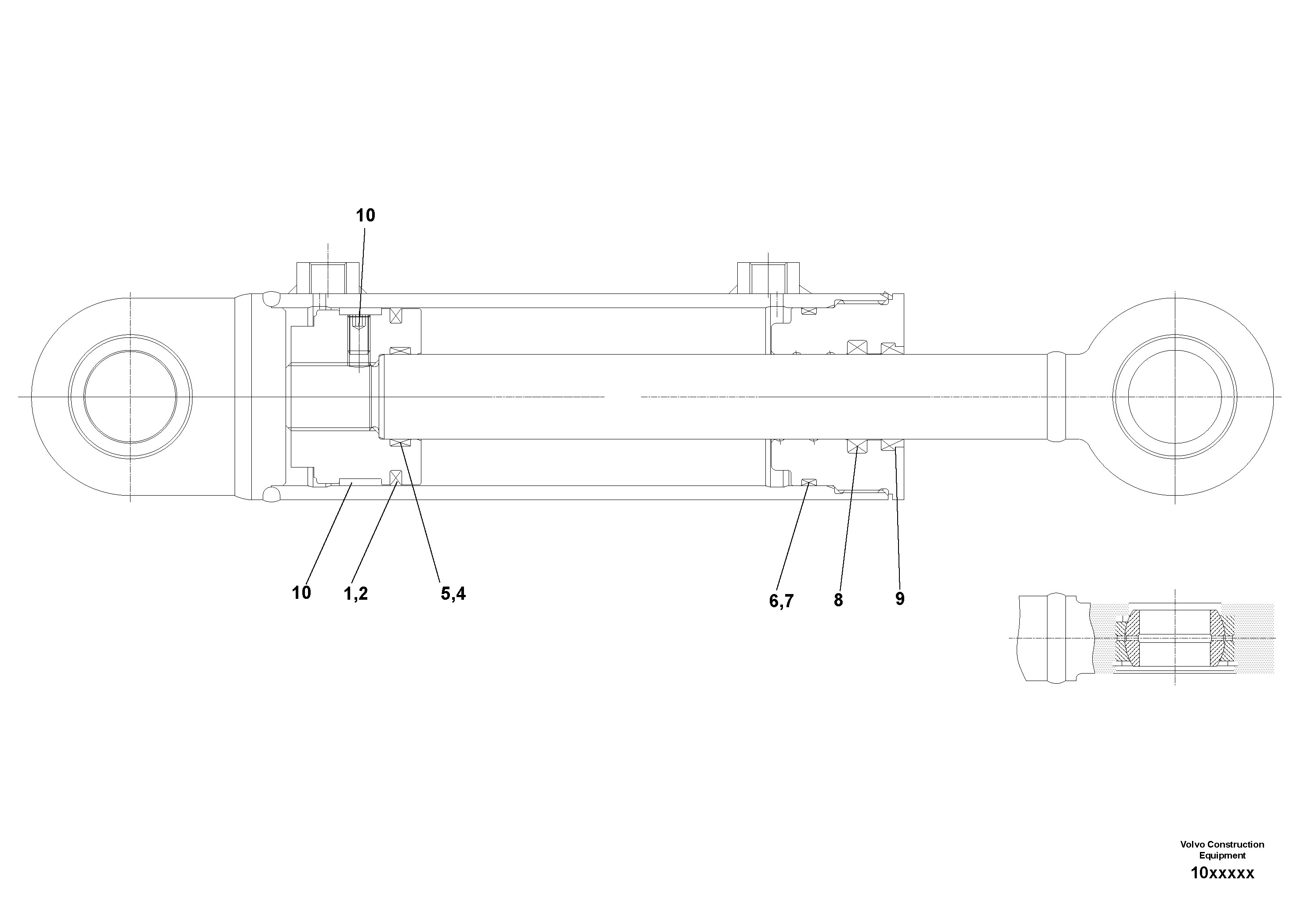 Схема запчастей Volvo ABG4361 S/N 0847503050 - - 94512 Levelling Cylinder 