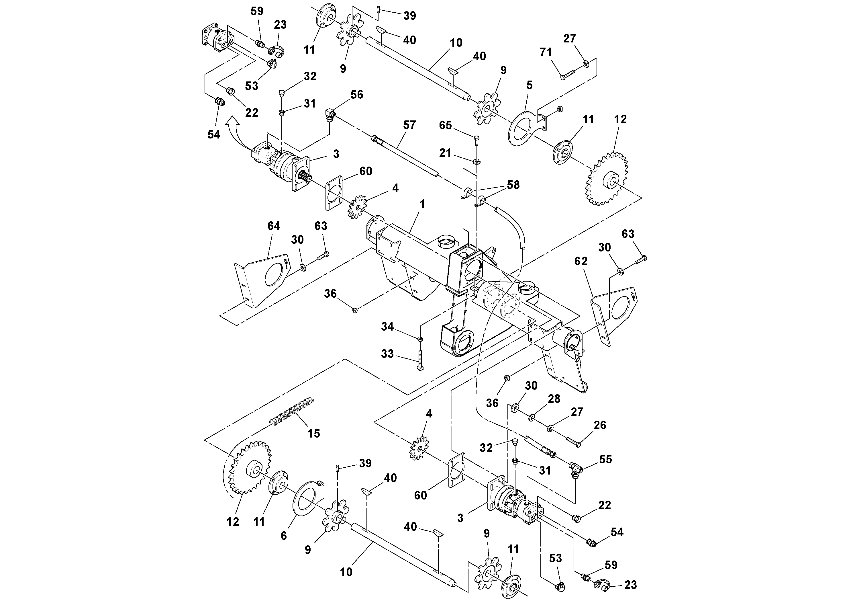 Схема запчастей Volvo PF3172/PF3200 S/N 197507- - 79935 Auger Basic Installation 