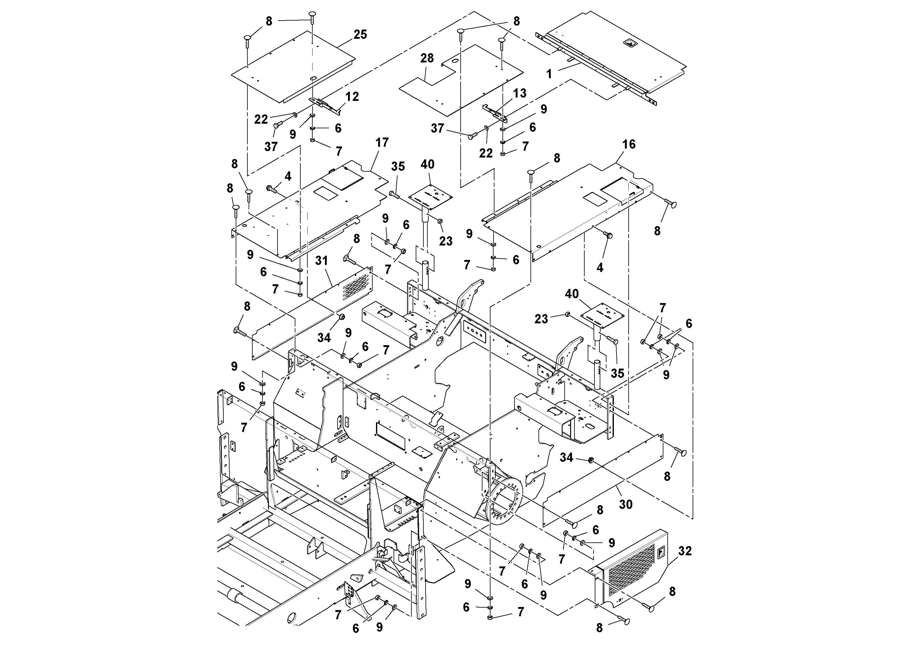 Схема запчастей Volvo PF3172/PF3200 S/N 197507- - 806 Deck Plate Installation 