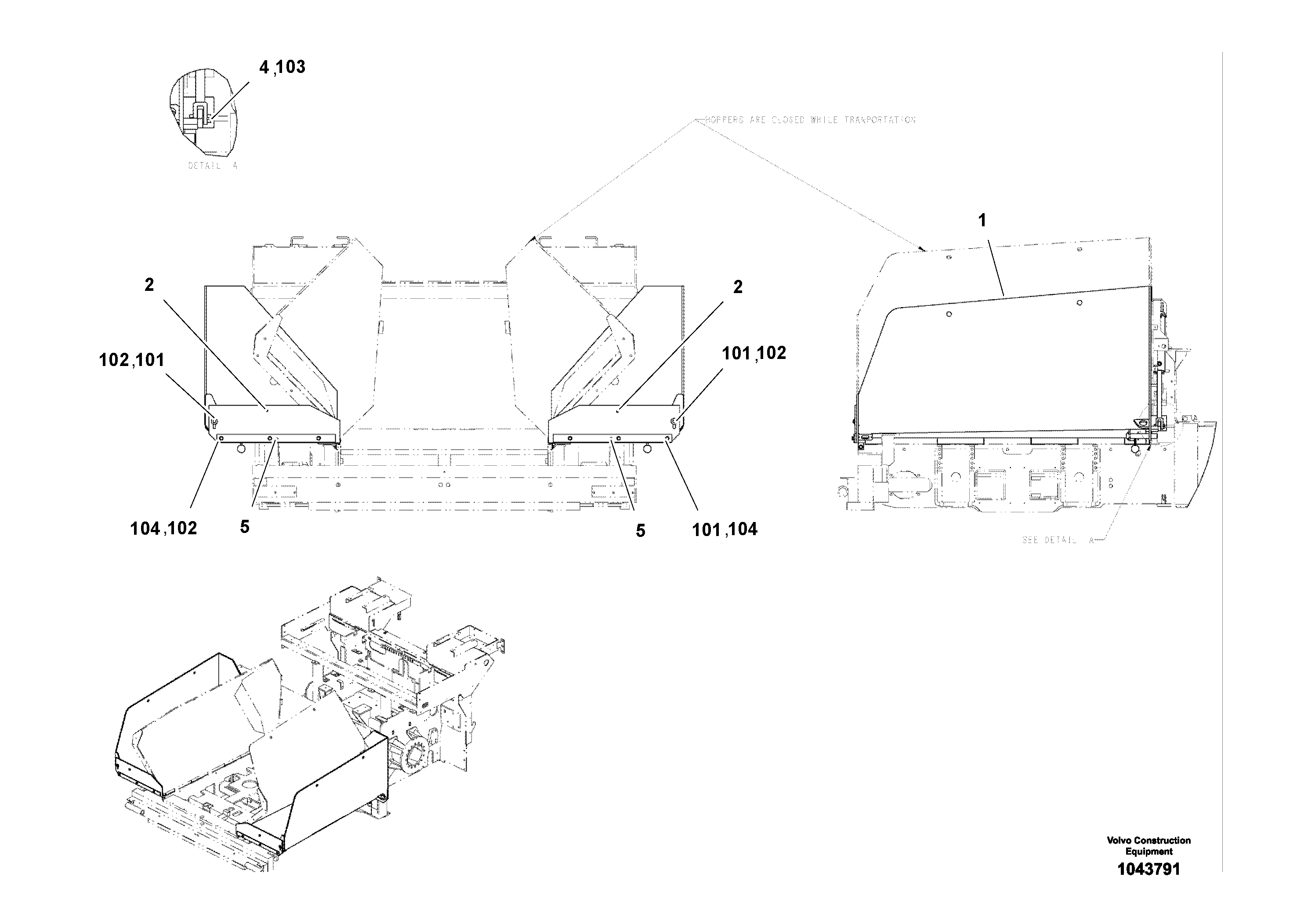Схема запчастей Volvo ABG4371 S/N 0847503049- - 91786 Hopper Assembly 
