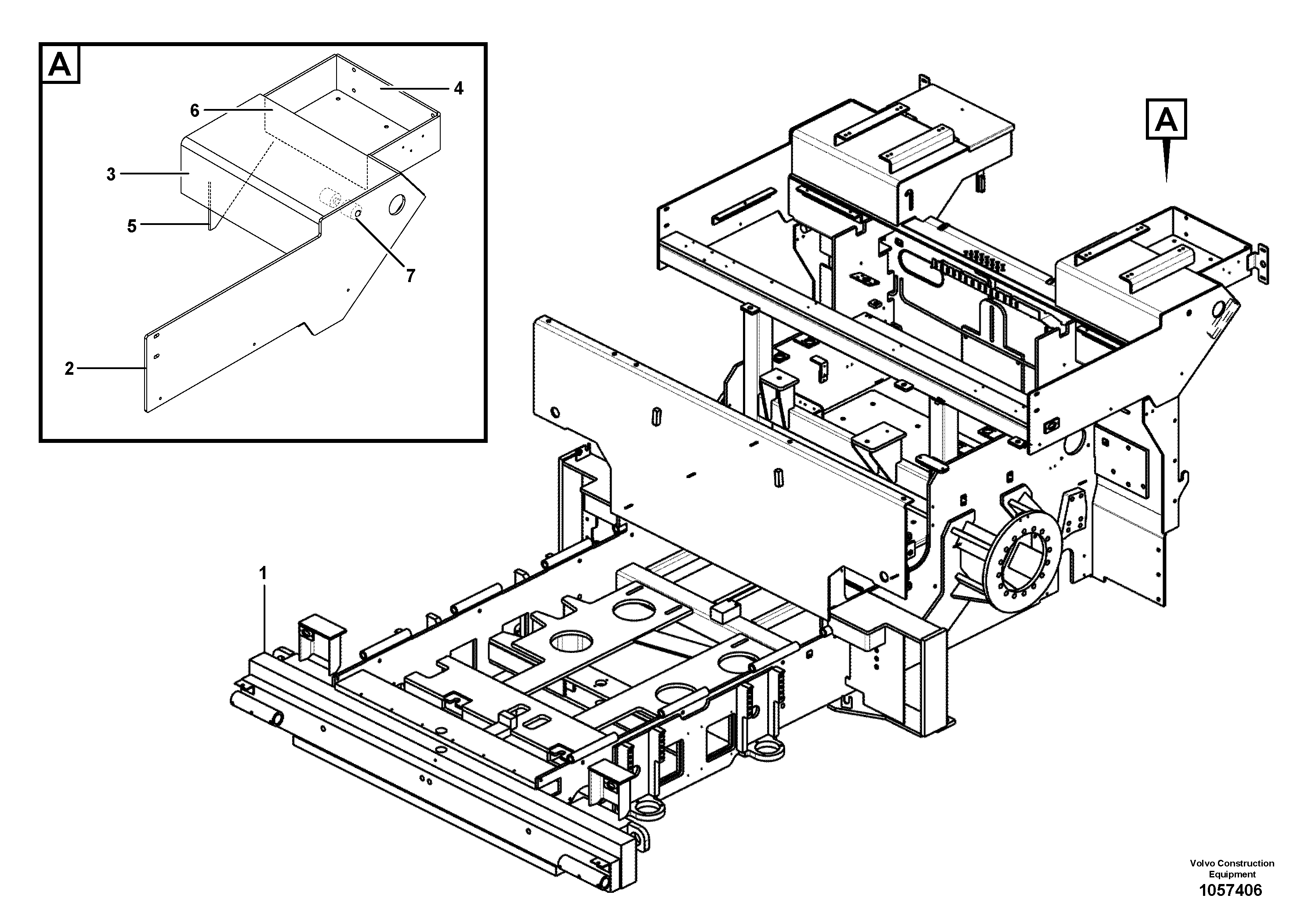 Схема запчастей Volvo ABG4371 S/N 0847503049- - 104258 Main Frame 
