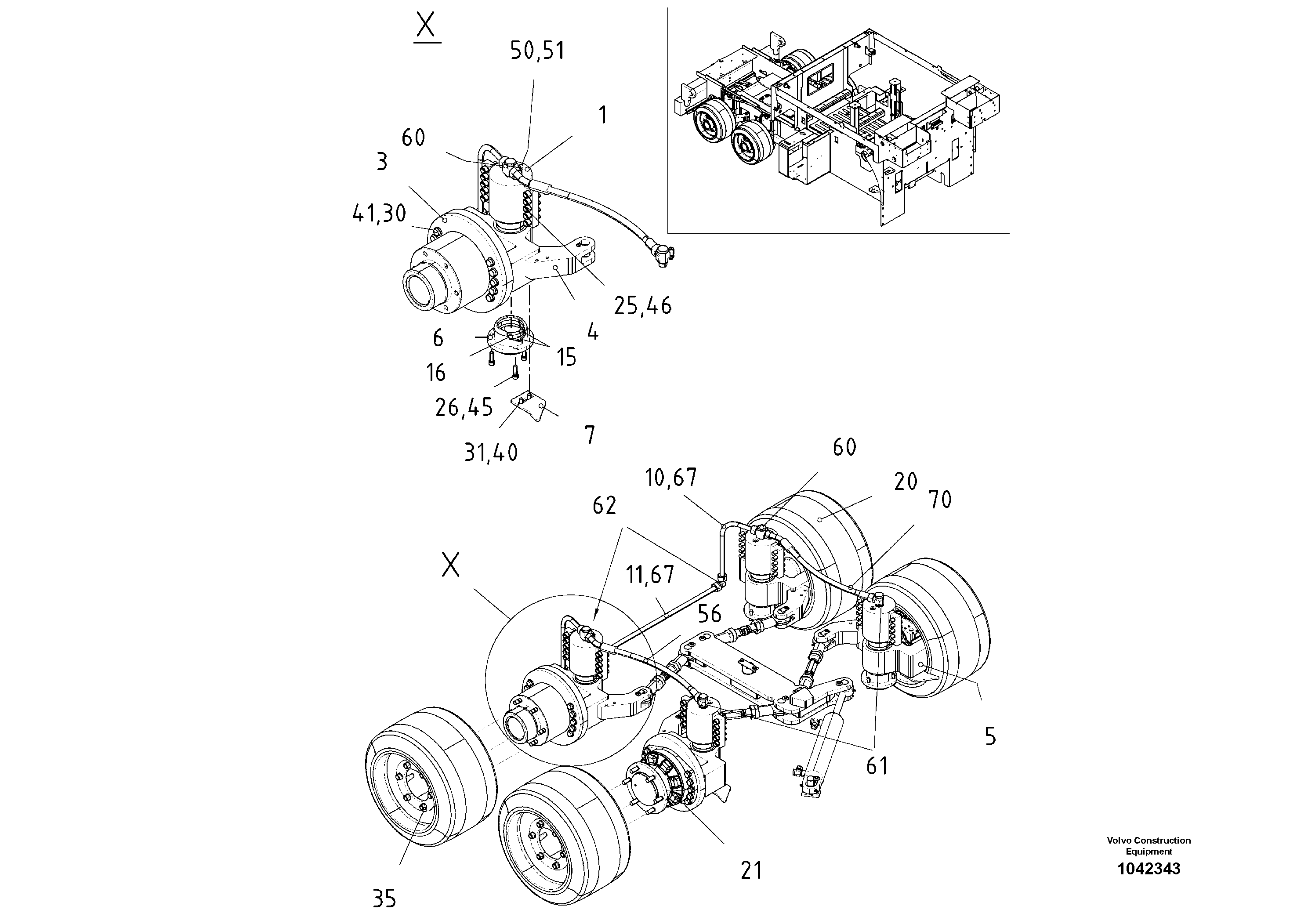 Схема запчастей Volvo ABG3870 - 49765 Front Wheels 4x With 2-wheel Drive ABG3870 S/N 20538 -