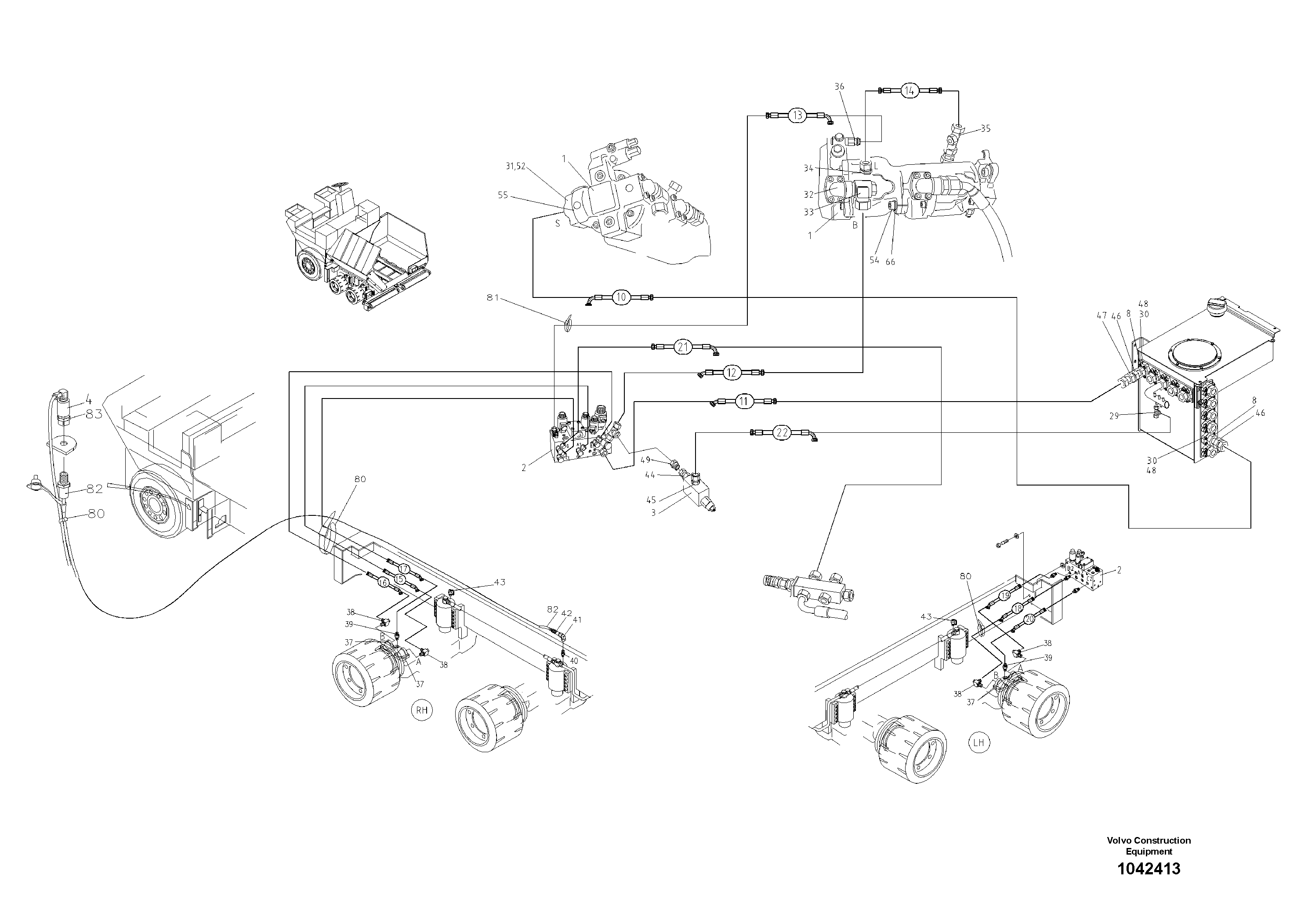 Схема запчастей Volvo ABG3870 - 61488 Hydr. Front-Wheel Drive ABG3870 S/N 20538 -