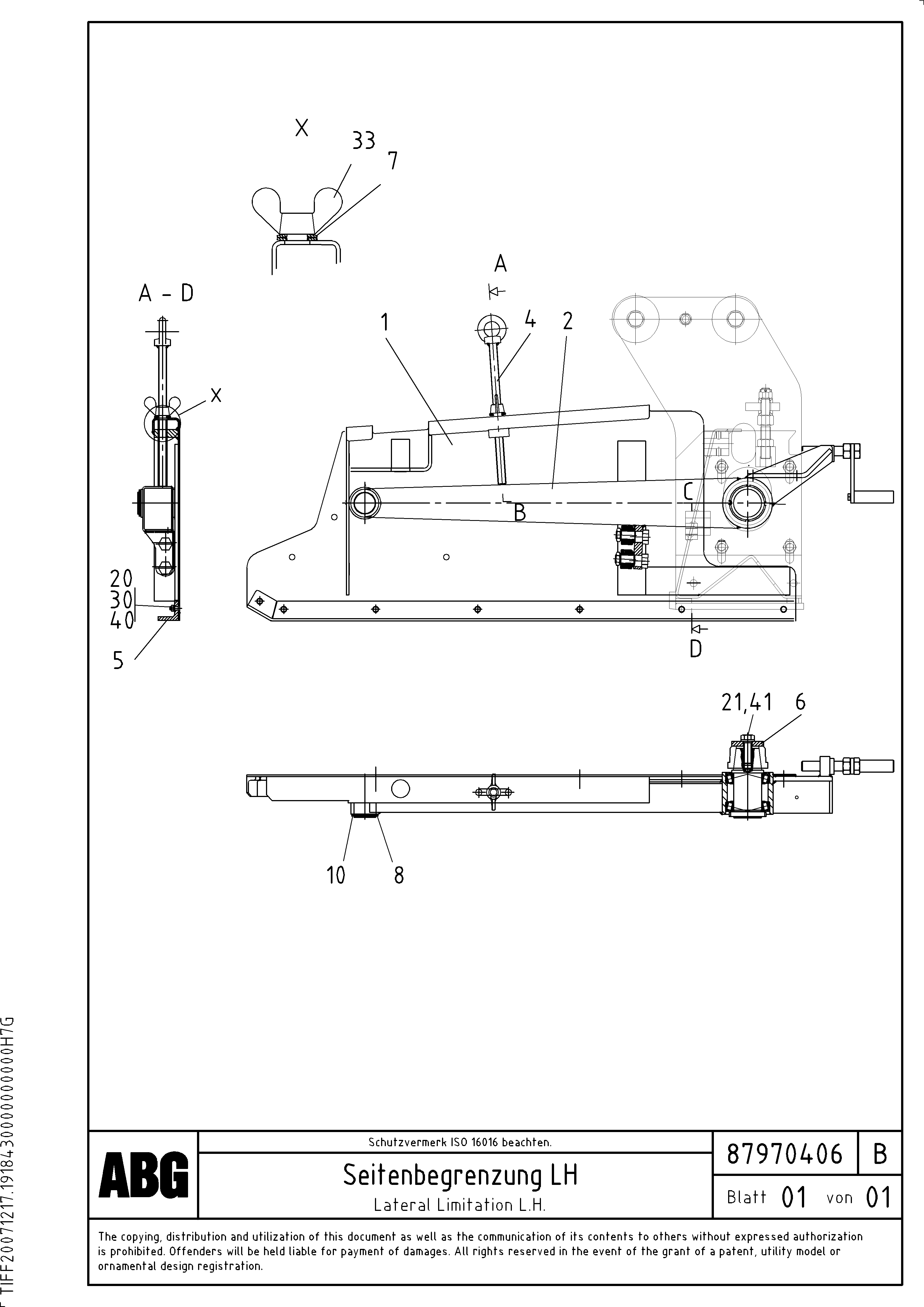 Схема запчастей Volvo ABG3870 - 64580 Lateral limitation VB-V 50 ATT. SCREEDS 2,0 - 5,0M ABG3870