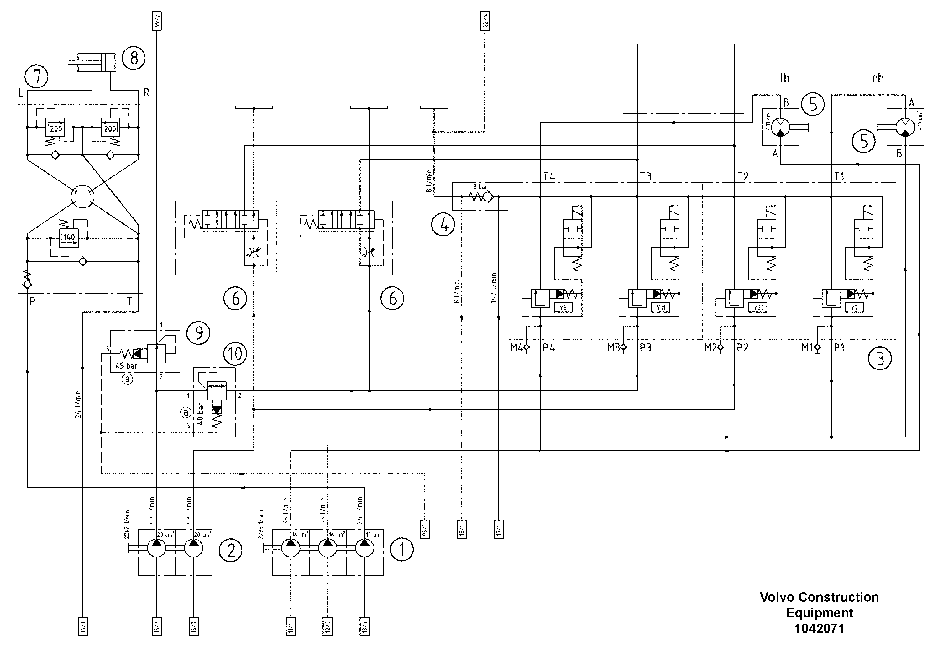 Схема запчастей Volvo ABG3870 - 47583 Hydraulic diagram ABG3870 S/N 20538 -