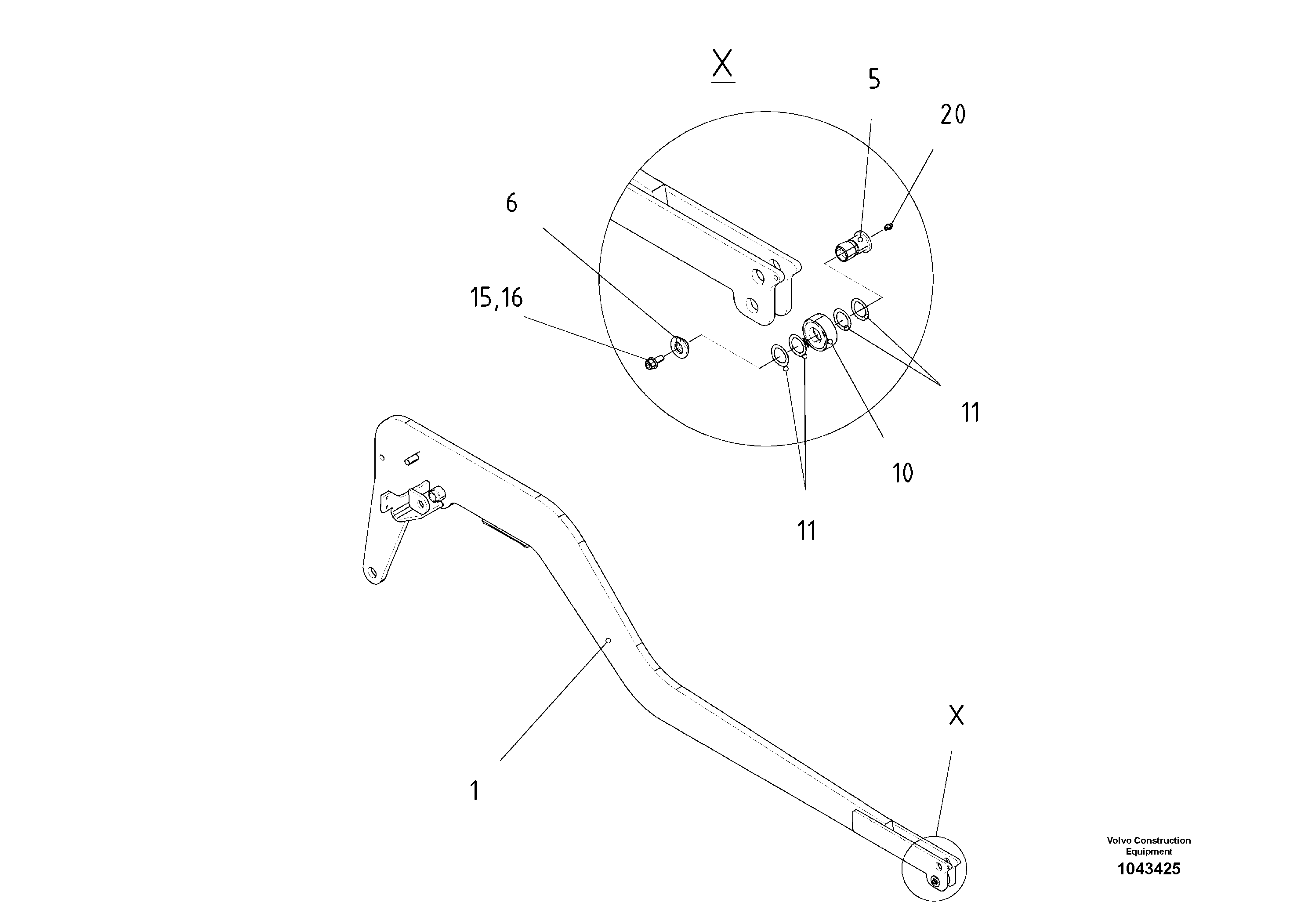 Схема запчастей Volvo ABG3870 - 56167 Tow Arm ABG3870 S/N 20538 -
