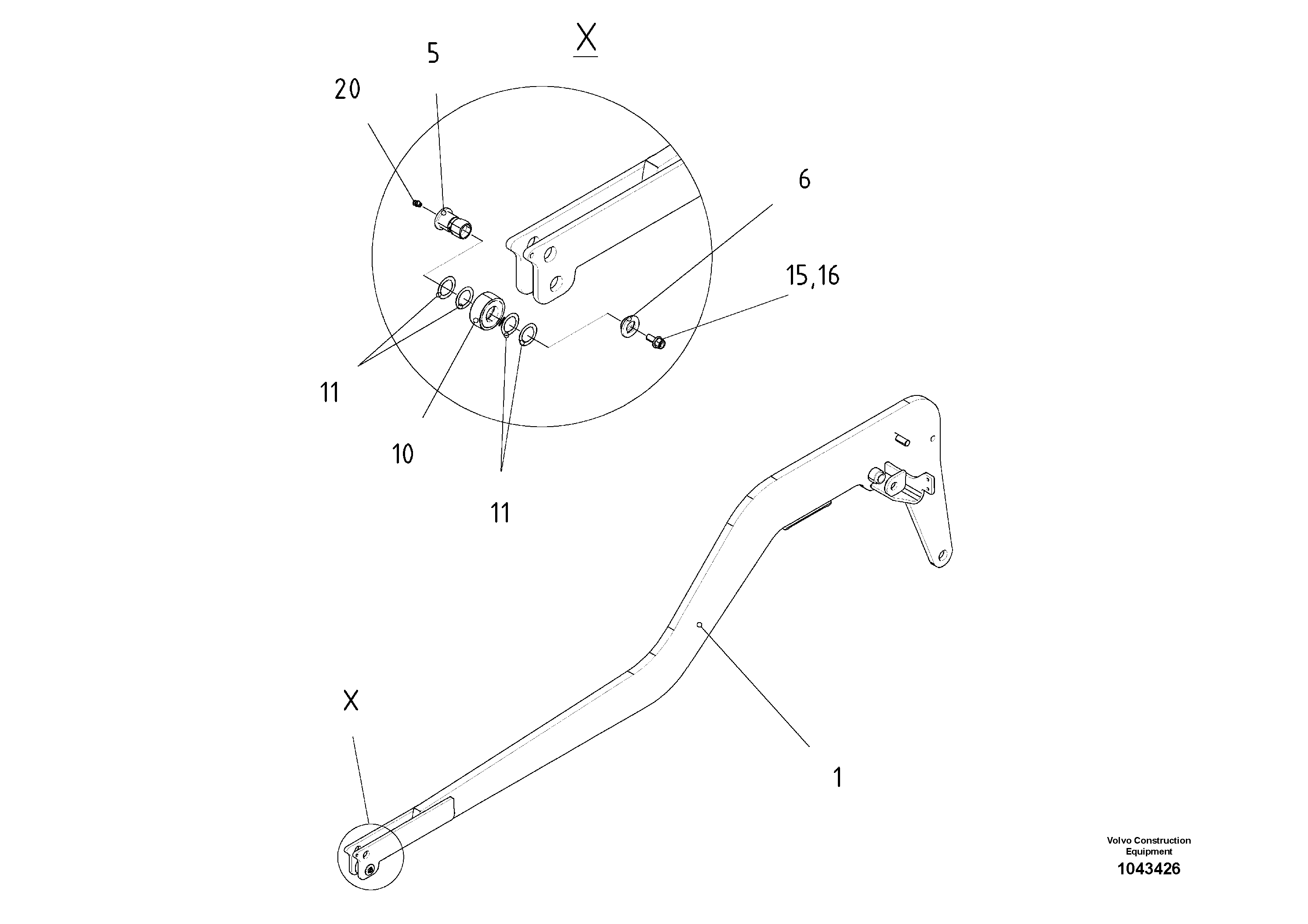 Схема запчастей Volvo ABG3870 - 56168 Tow Arm ABG3870 S/N 20538 -