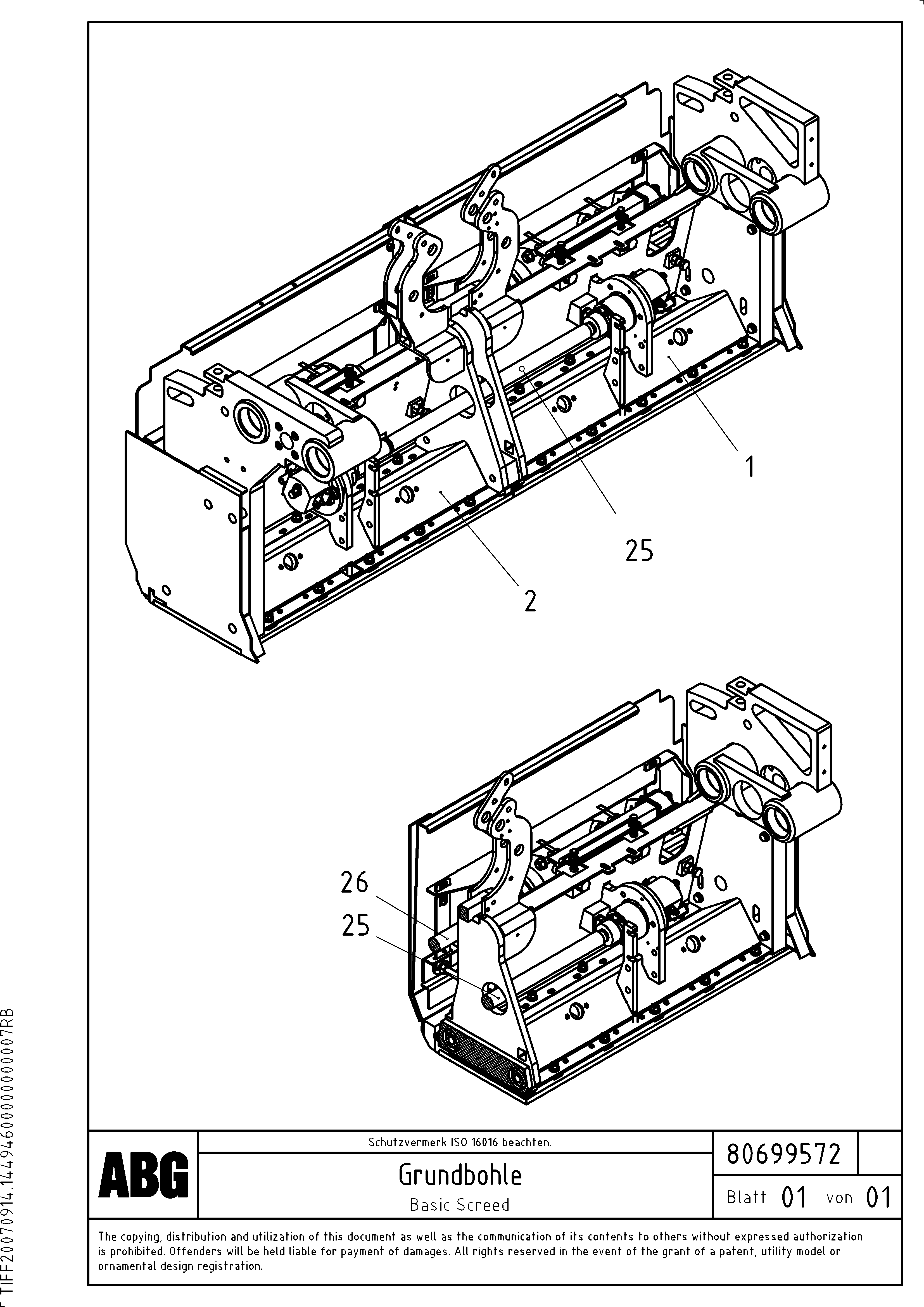 Схема запчастей Volvo ABG3870 - 71252 Basic screed VB 50 ATT. SCREEDS 2,0 - 5,0M ABG3870