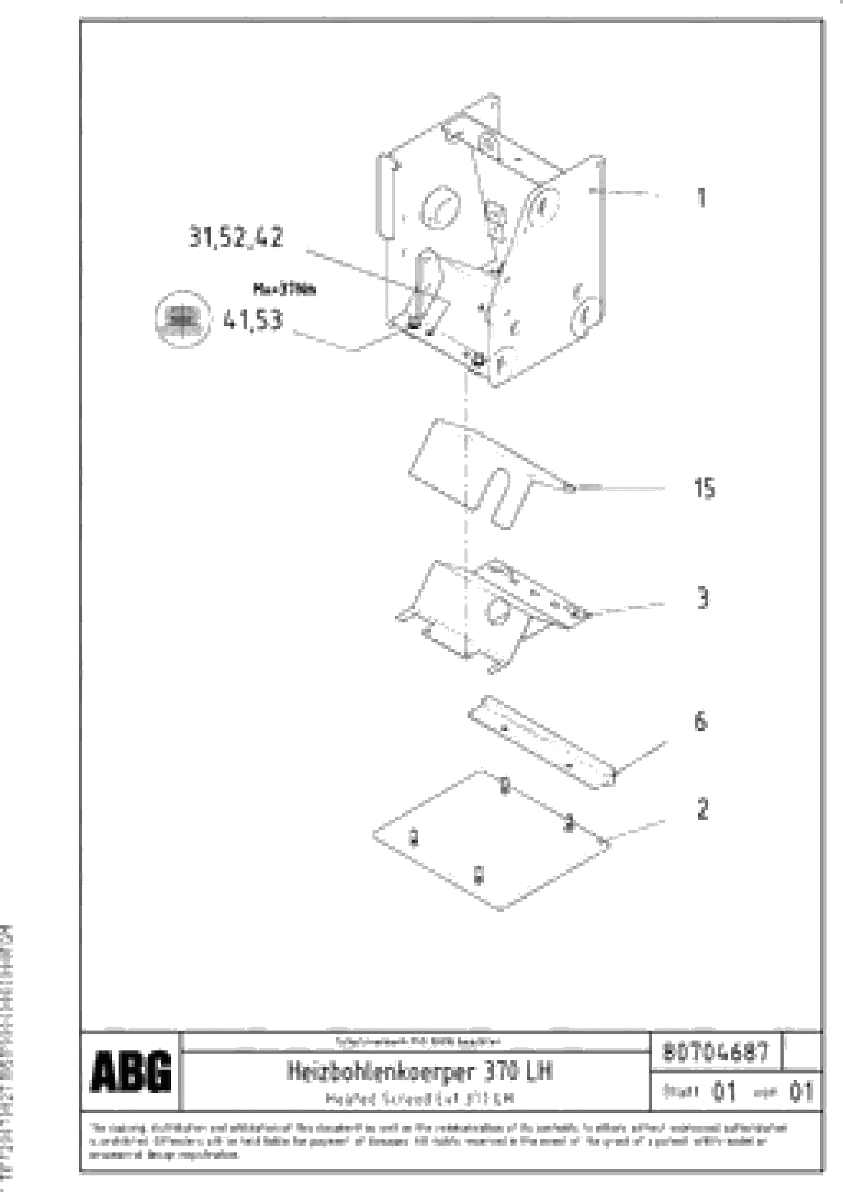 Схема запчастей Volvo ABG3870 - 71267 Heating screed for extension VB 50 ATT. SCREEDS 2,0 - 5,0M ABG3870