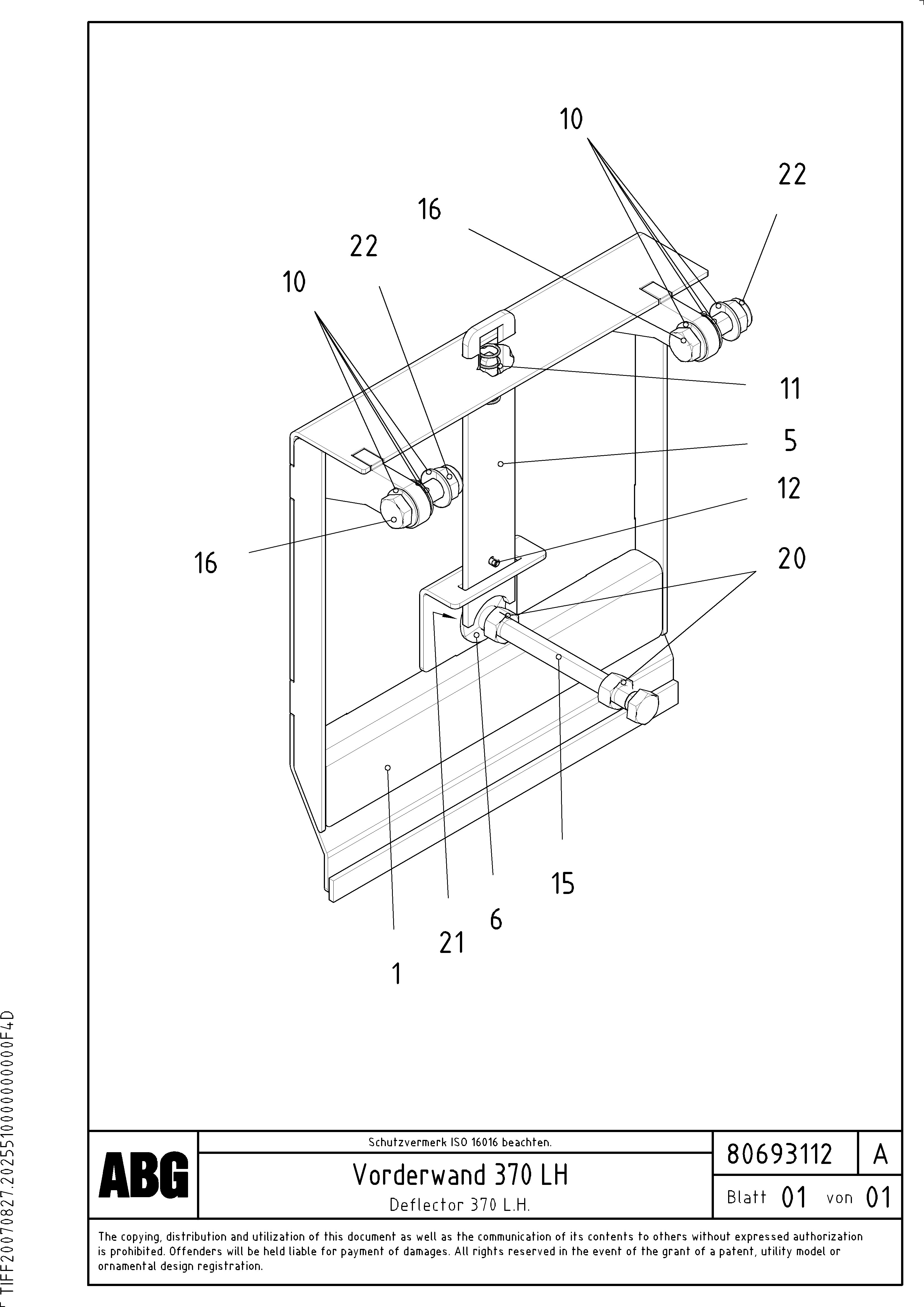 Схема запчастей Volvo ABG3870 - 71268 Deflector for extension VB 50 ATT. SCREEDS 2,0 - 5,0M ABG3870