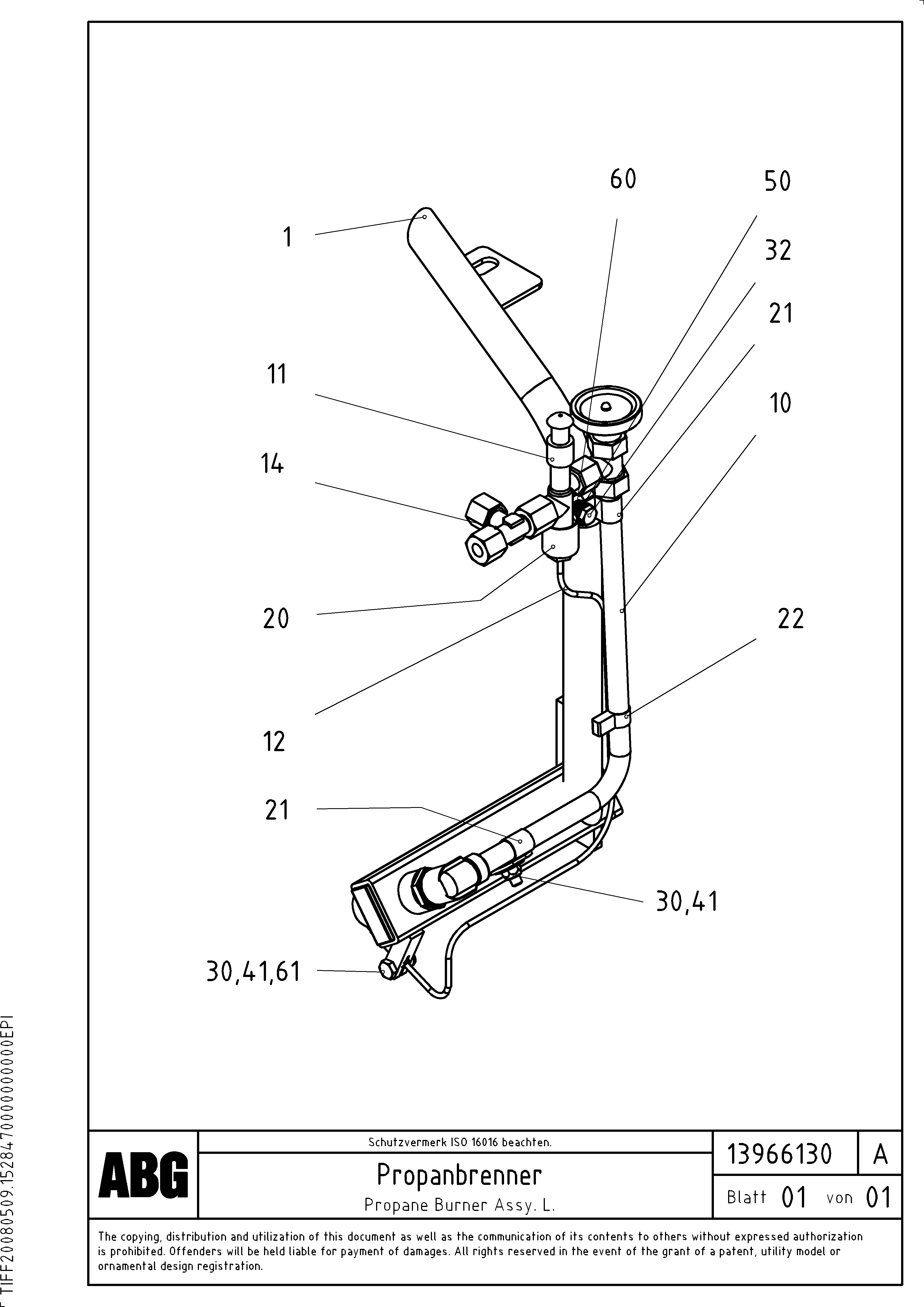 Схема запчастей Volvo ABG3870 - 69333 Gas burner VB 50 ATT. SCREEDS 2,0 - 5,0M ABG3870