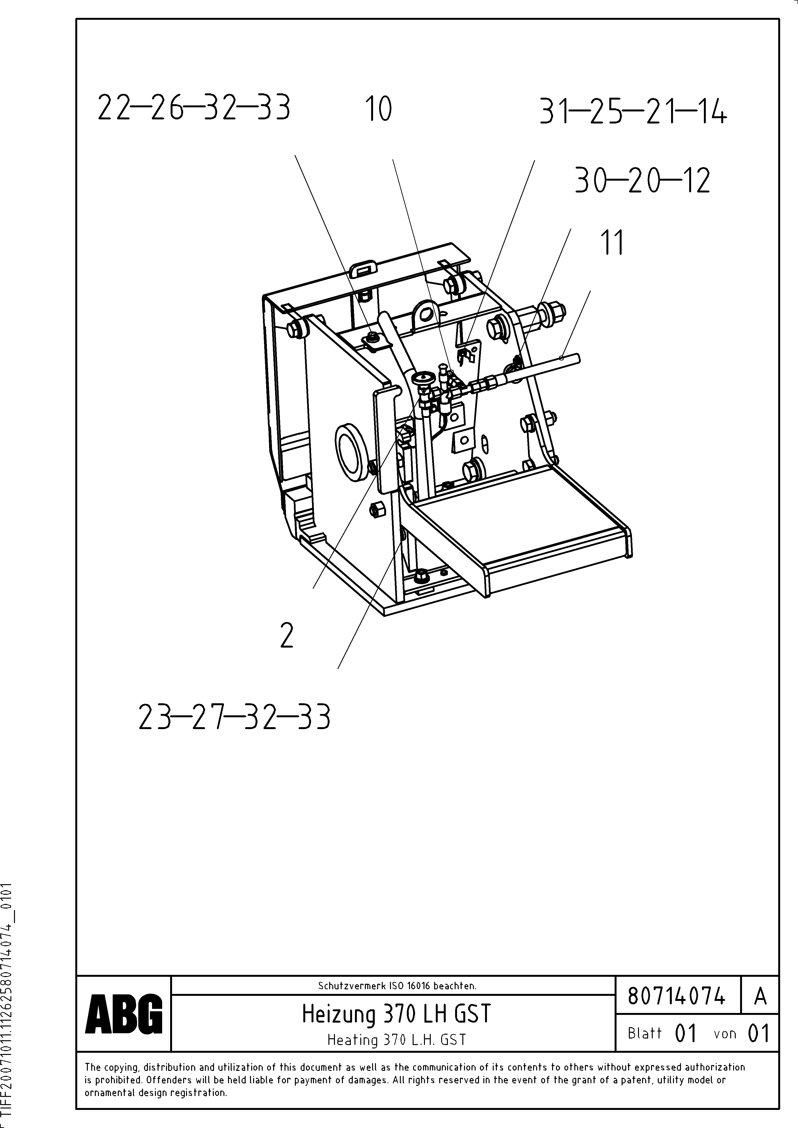 Схема запчастей Volvo ABG3870 - 69338 Gas heating for extension VB 50 ATT. SCREEDS 2,0 - 5,0M ABG3870