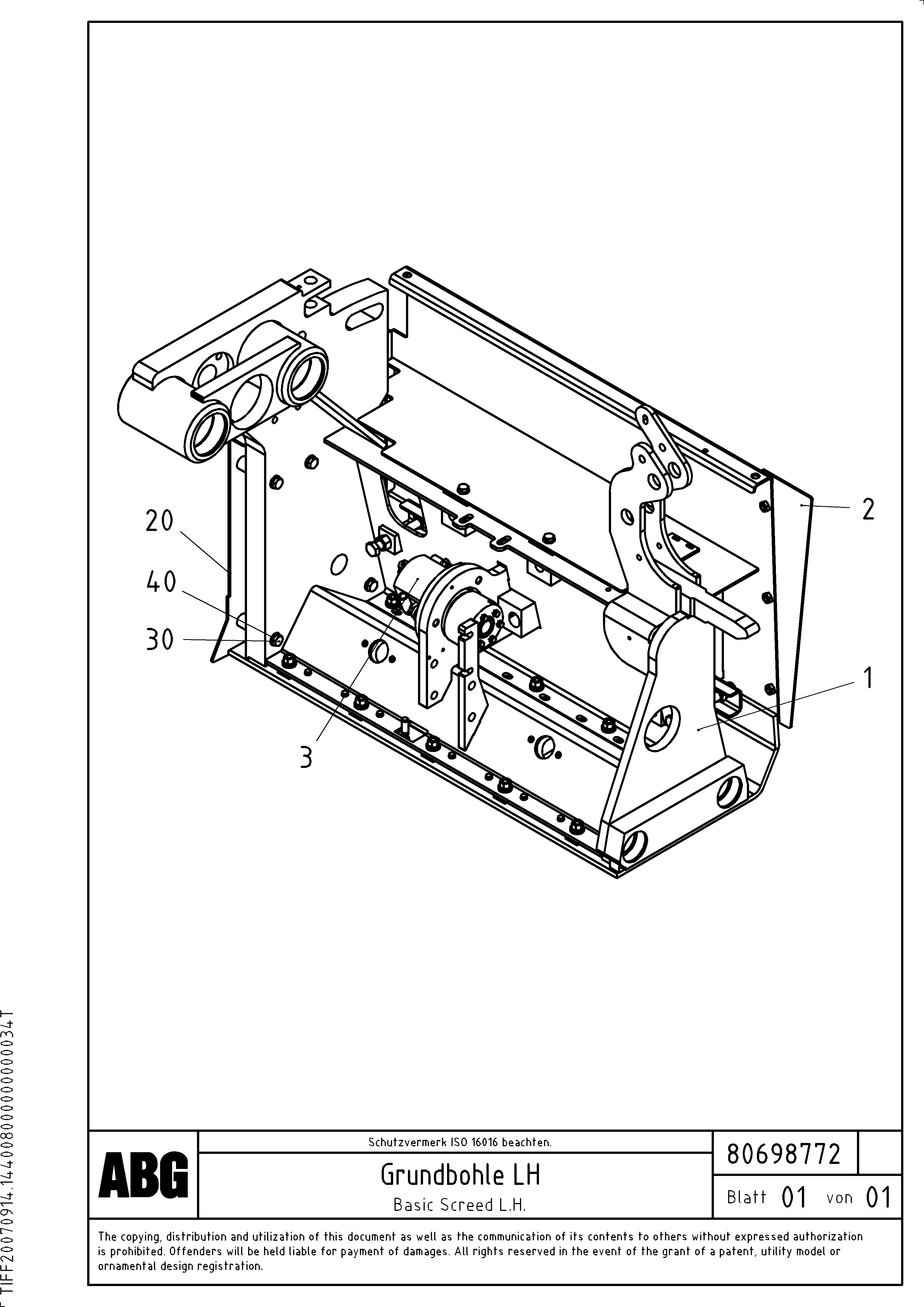 Схема запчастей Volvo ABG3870 - 63628 Basic screed VB-V 50 ATT. SCREEDS 2,0 - 5,0M ABG3870