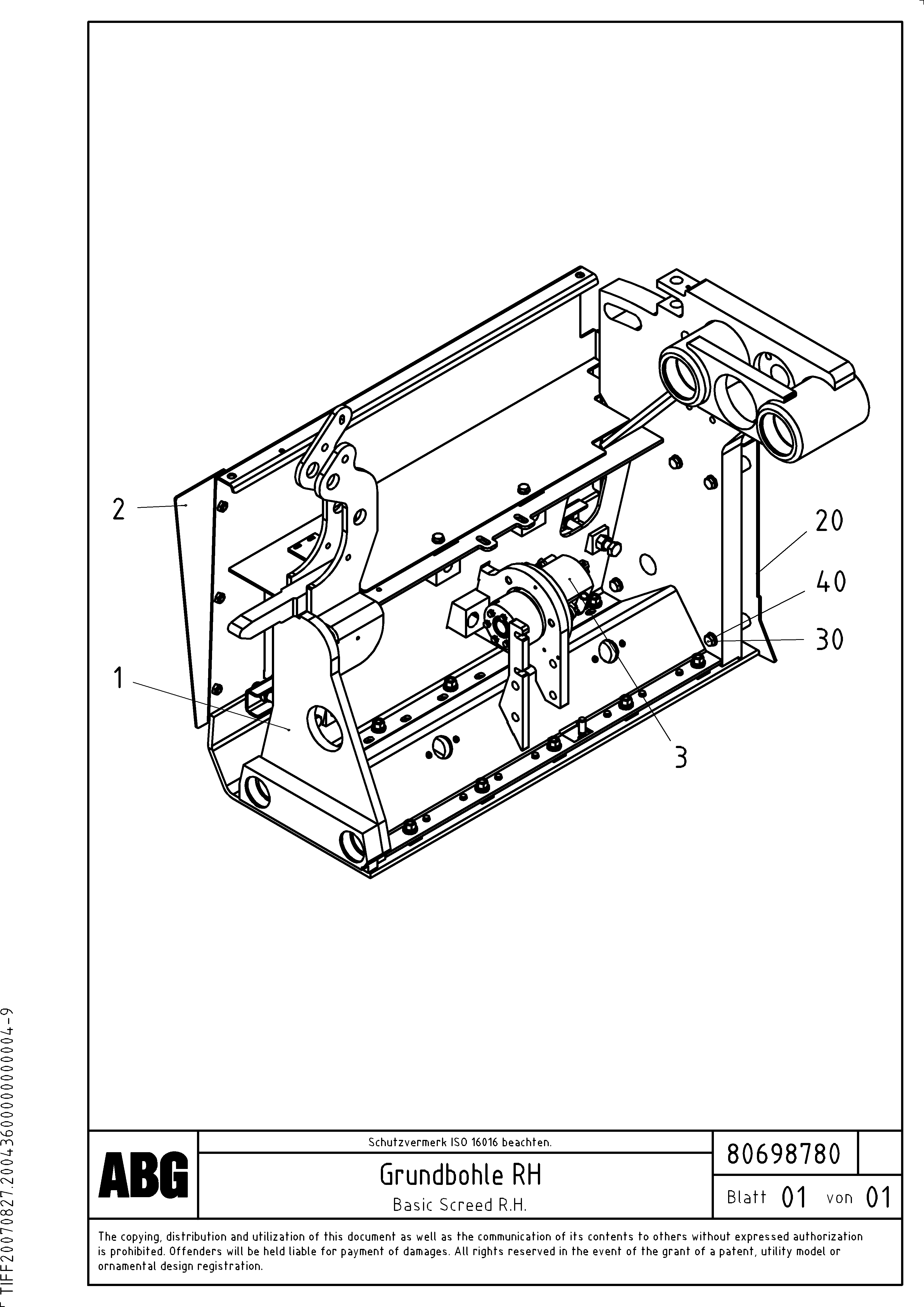 Схема запчастей Volvo ABG3870 - 63630 Basic screed VB-V 50 ATT. SCREEDS 2,0 - 5,0M ABG3870