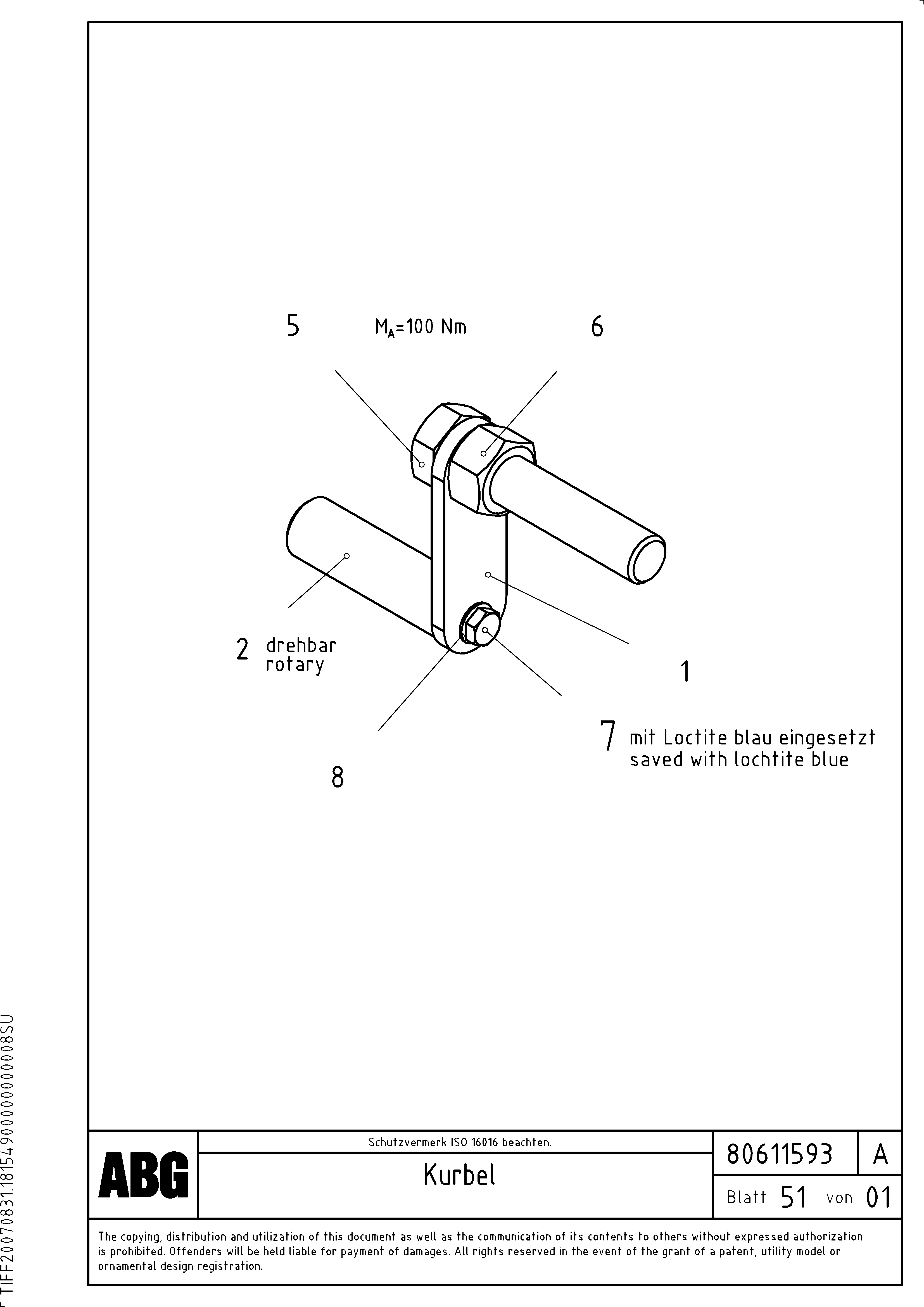 Схема запчастей Volvo ABG3870 - 73199 Crank for lateral limitation VB 50 ATT. SCREEDS 2,0 - 5,0M ABG3870