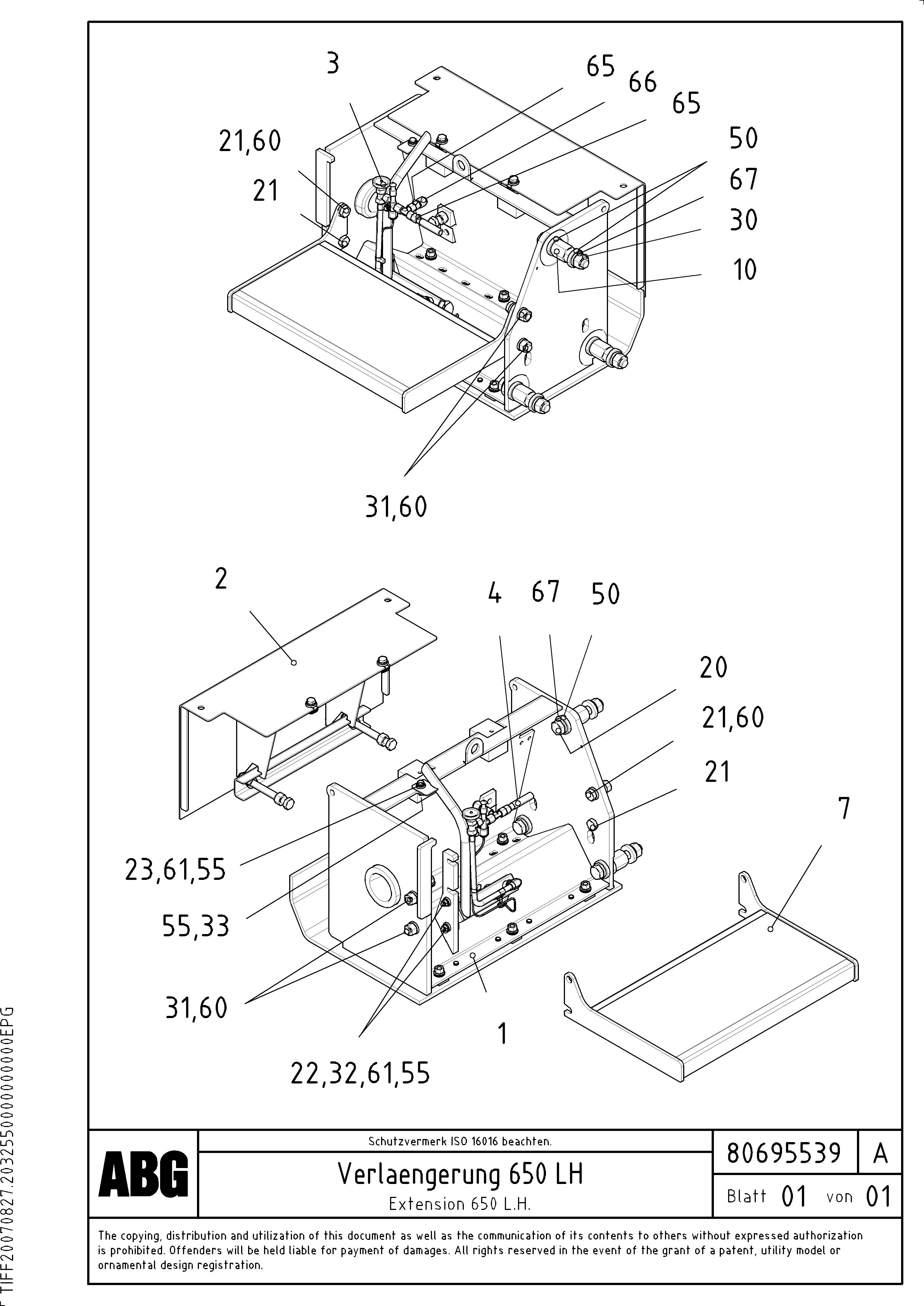 Схема запчастей Volvo ABG3870 - 63636 Screed extension VB-V 50 ATT. SCREEDS 2,0 - 5,0M ABG3870