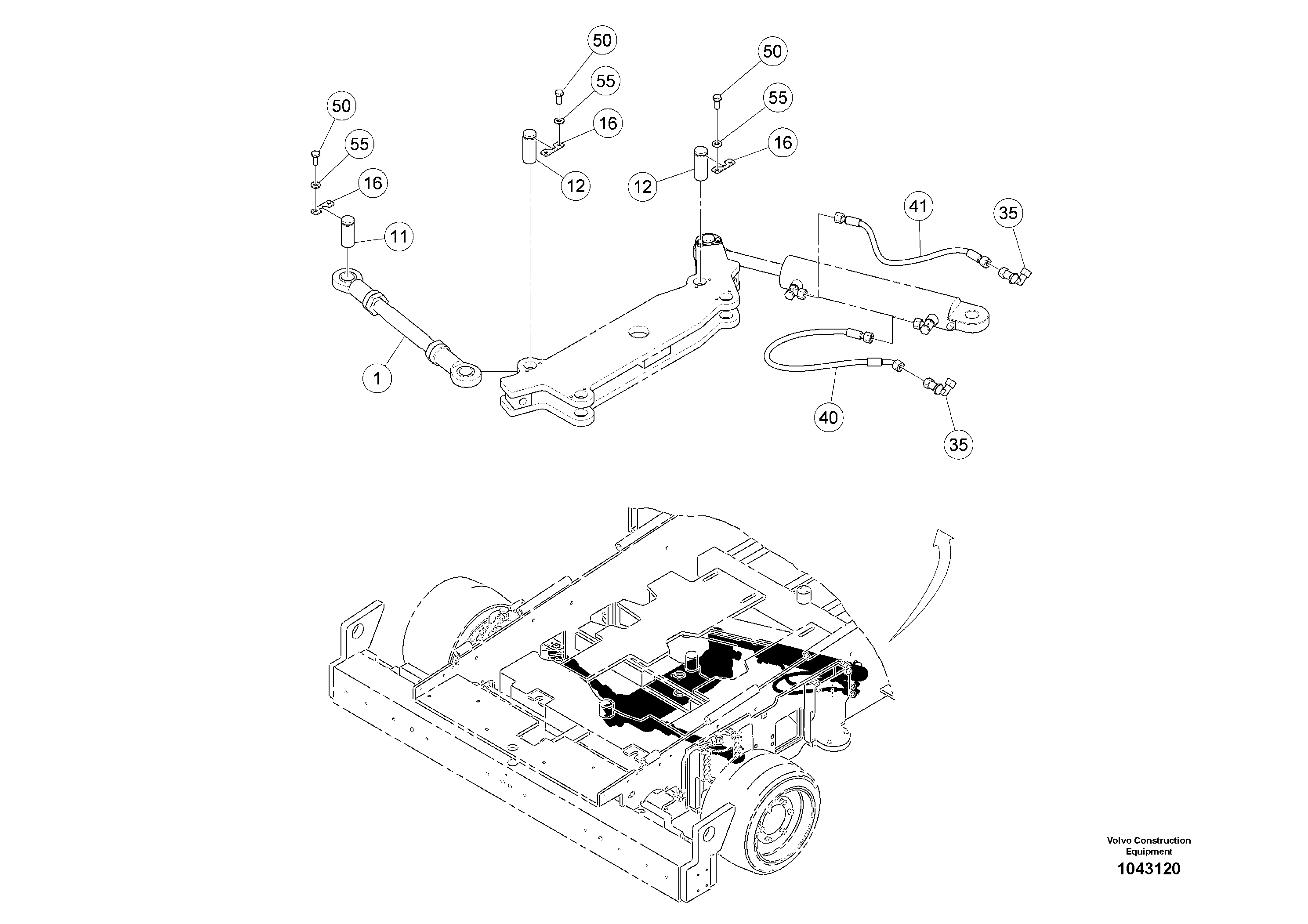 Схема запчастей Volvo ABG5770 - 99040 Steering 2-wheels ABG5770 S/N 20740 -