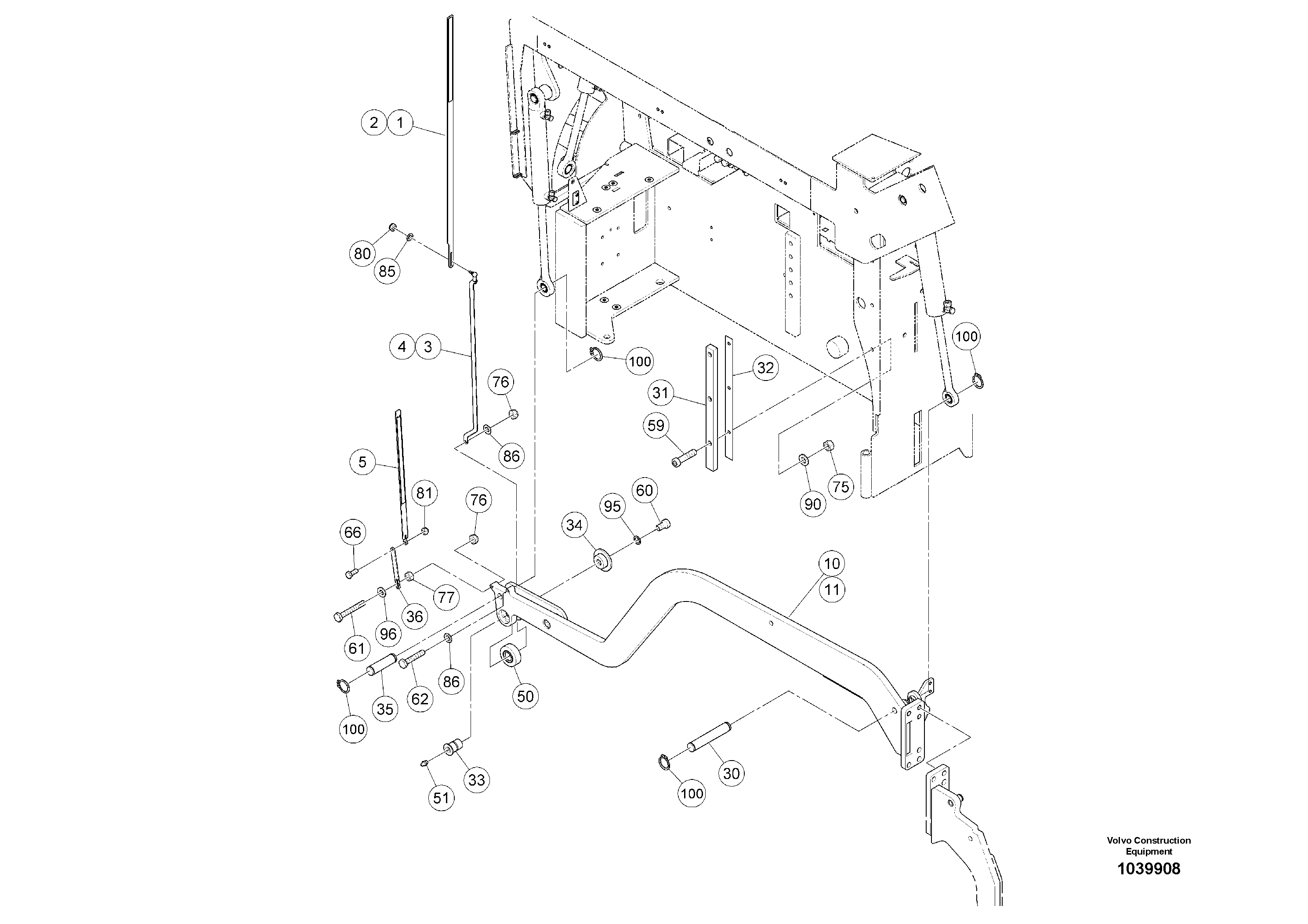 Схема запчастей Volvo ABG5770 - 98090 Tow Arms Split ABG5770 S/N 20740 -