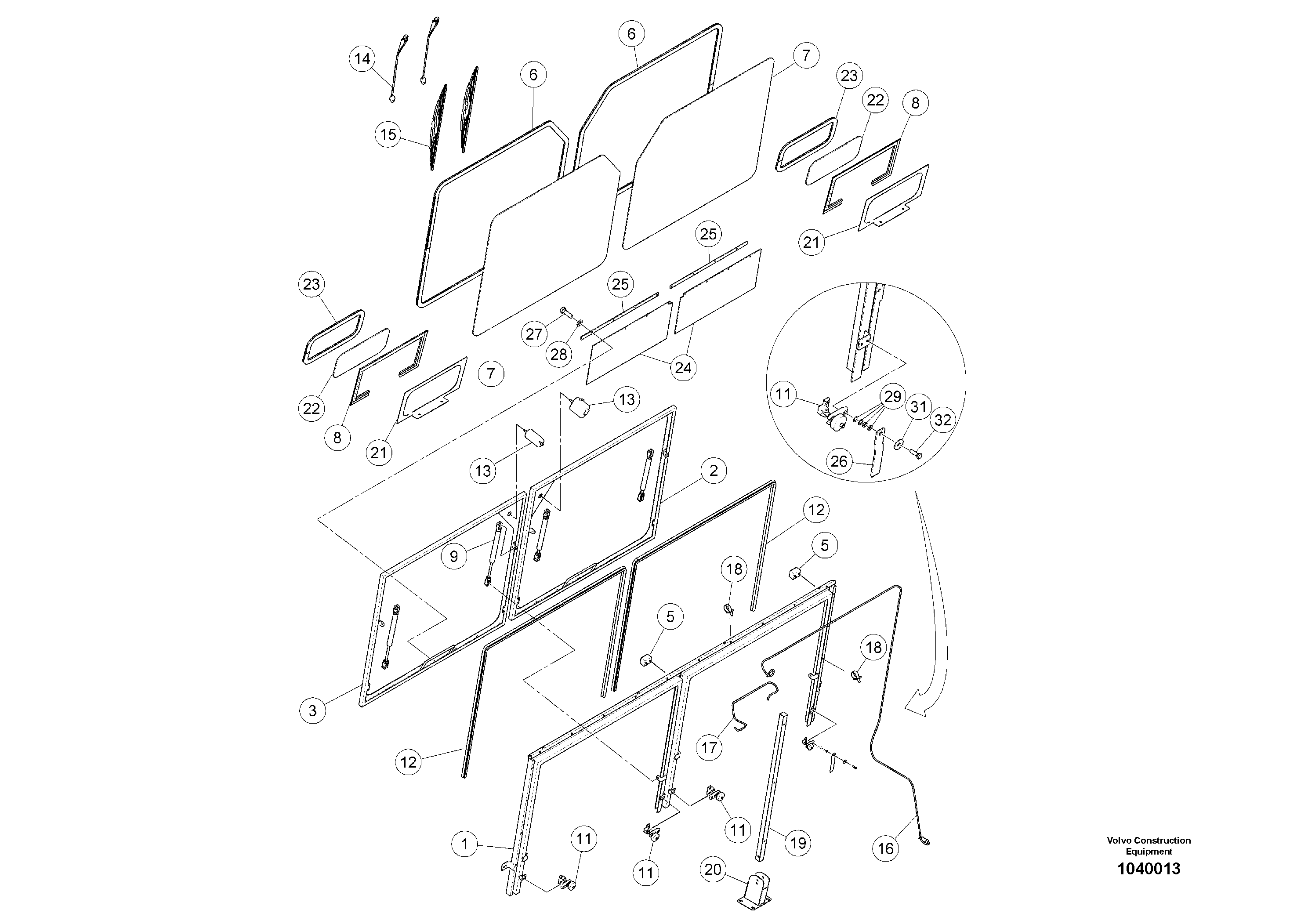 Схема запчастей Volvo ABG5770 - 94797 Стекло лобовое (ветровое) ABG5770 S/N 20740 -
