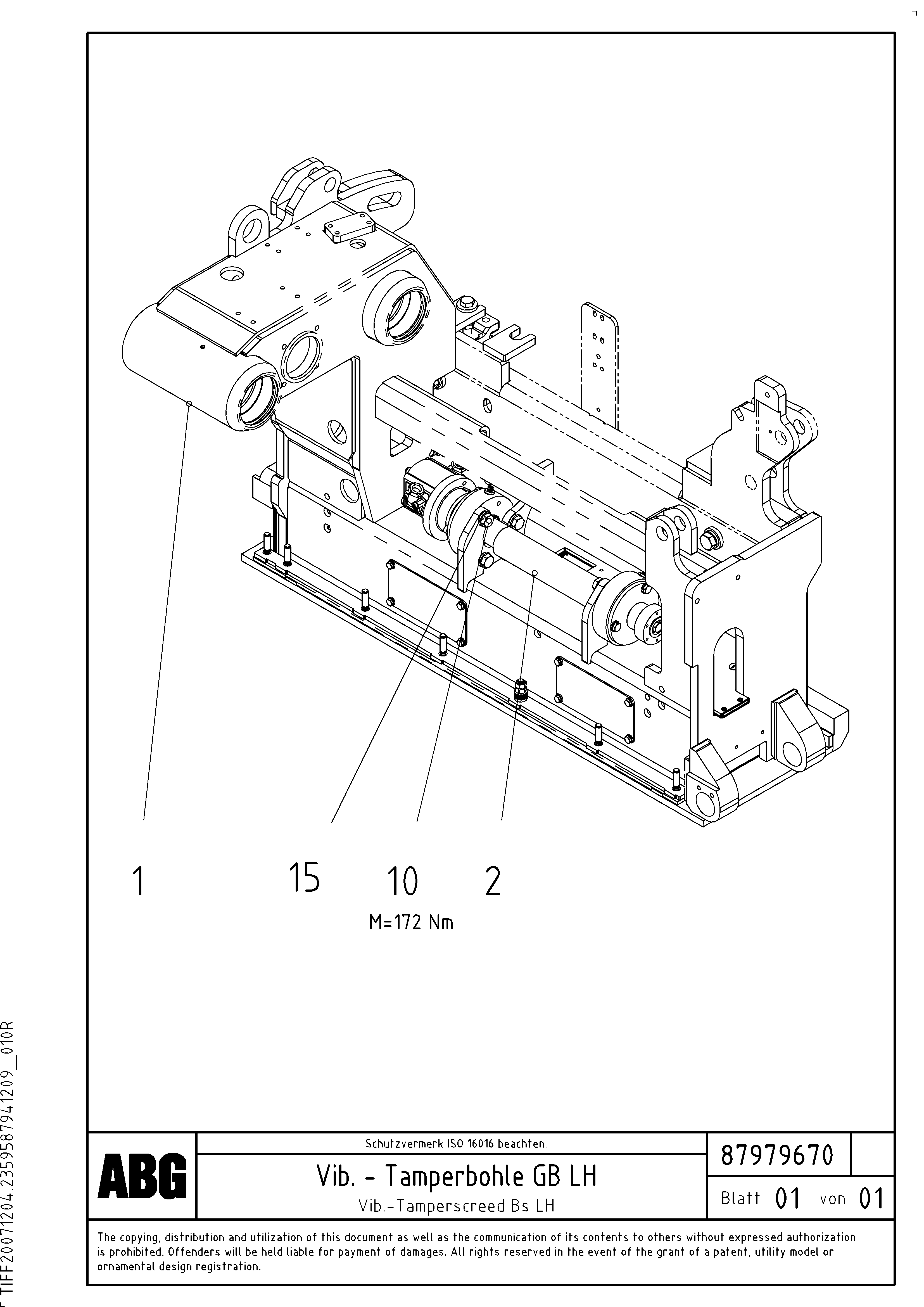 Схема запчастей Volvo ABG5770 - 79055 Tamper screed for extension VB 78 GTC ATT. SCREEDS 2,5 - 9,0M ABG5770, ABG5870, ABG6870