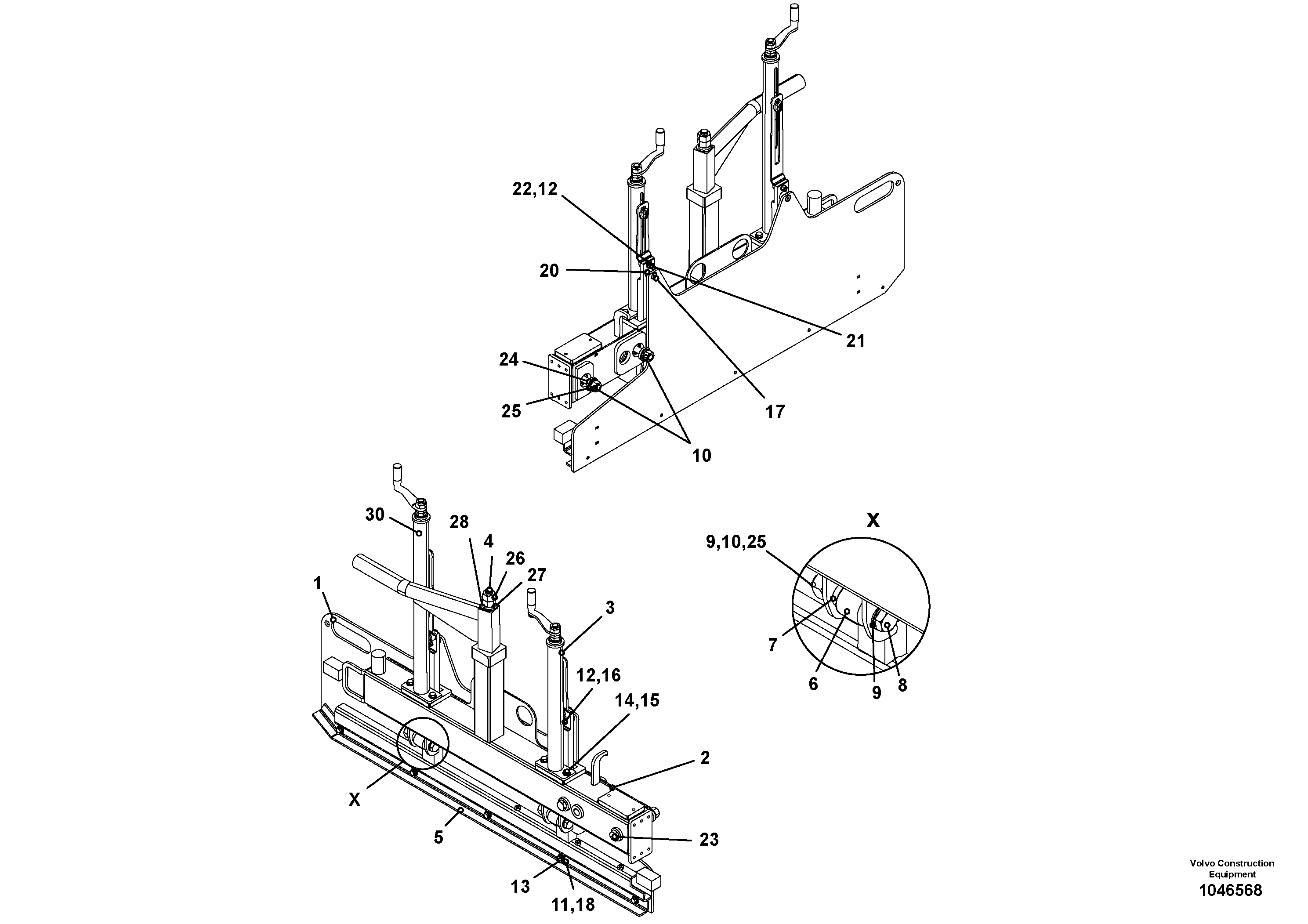 Схема запчастей Volvo ABG5770 - 74791 Lateral limitation VB 78 GTC ATT. SCREEDS 2,5 - 9,0M ABG5770, ABG5870, ABG6870