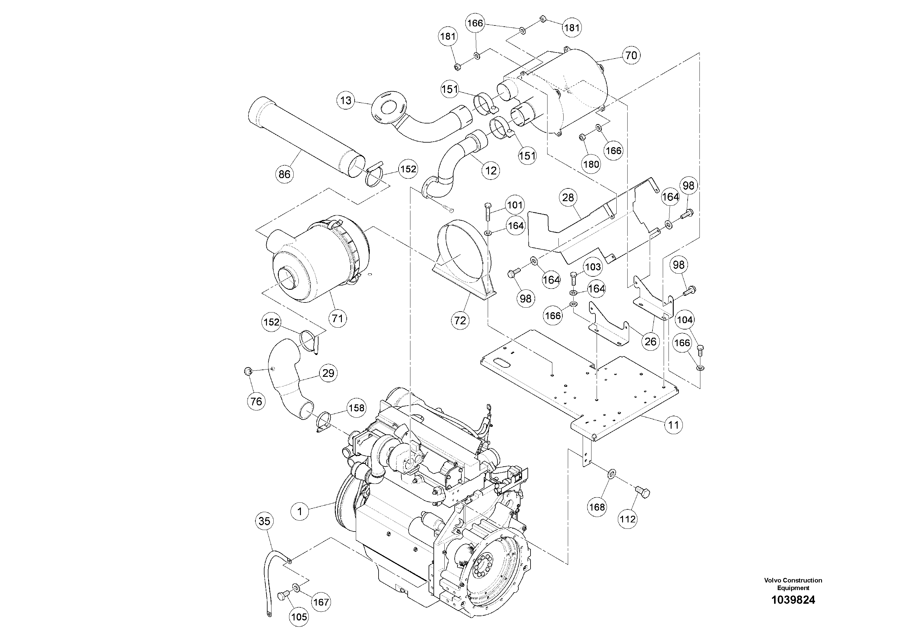 Схема запчастей Volvo ABG5770 - 94884 Basic Engine ABG5770 S/N 20740 -
