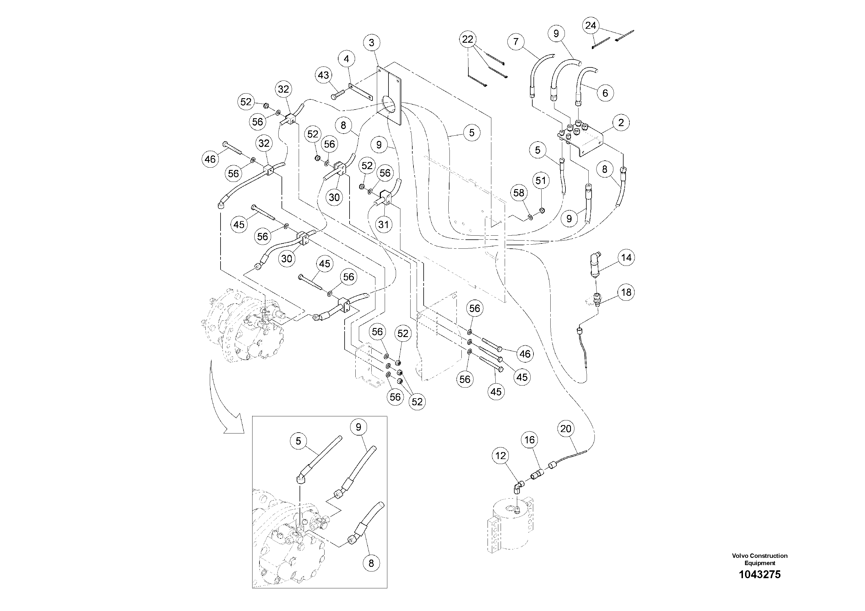 Схема запчастей Volvo ABG5770 - 96285 Two-Wheel Hydraulics ABG5770 S/N 20740 -