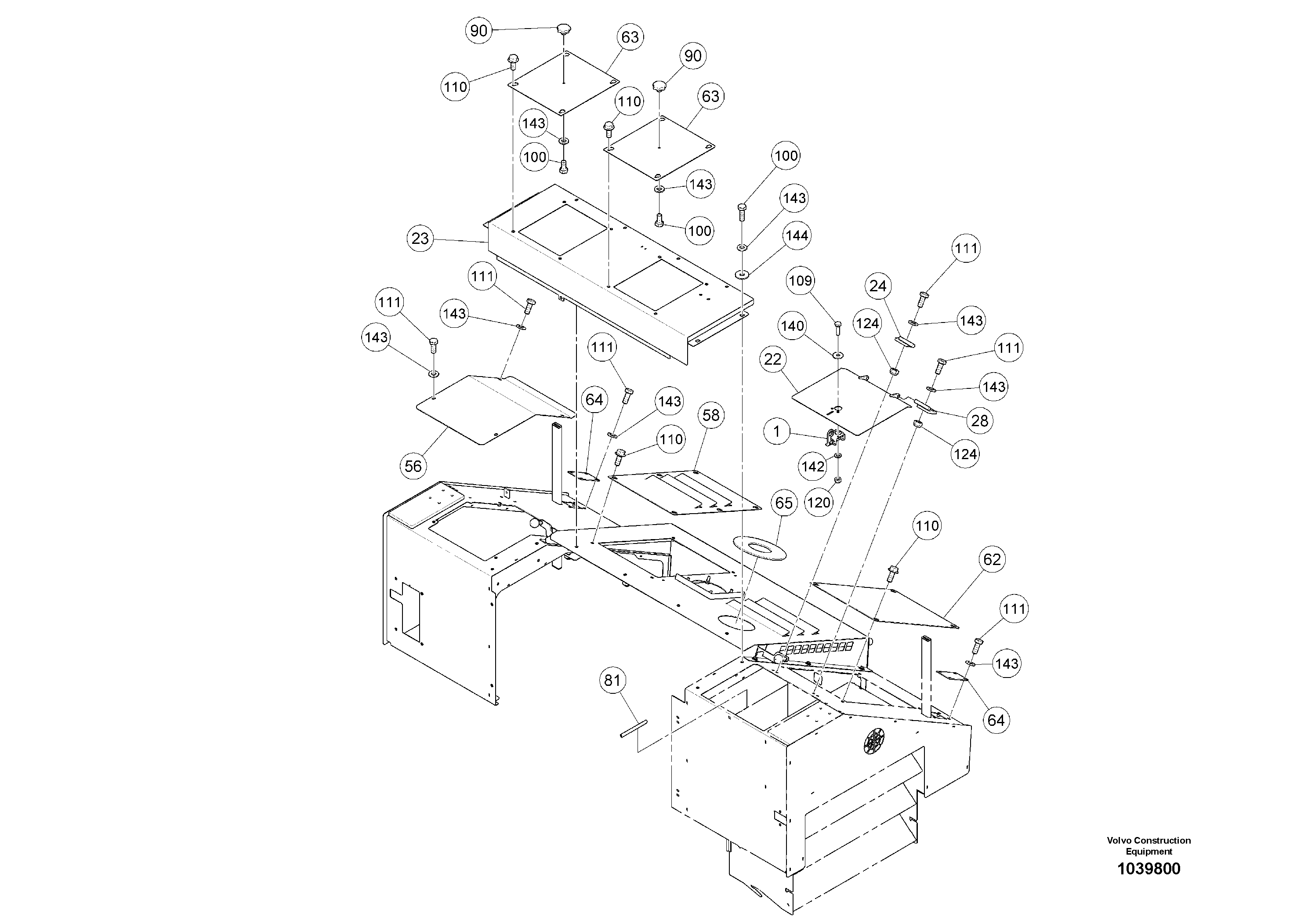 Схема запчастей Volvo ABG5870 - 48141 Outer Mounting Parts ABG5870 S/N 22058 -