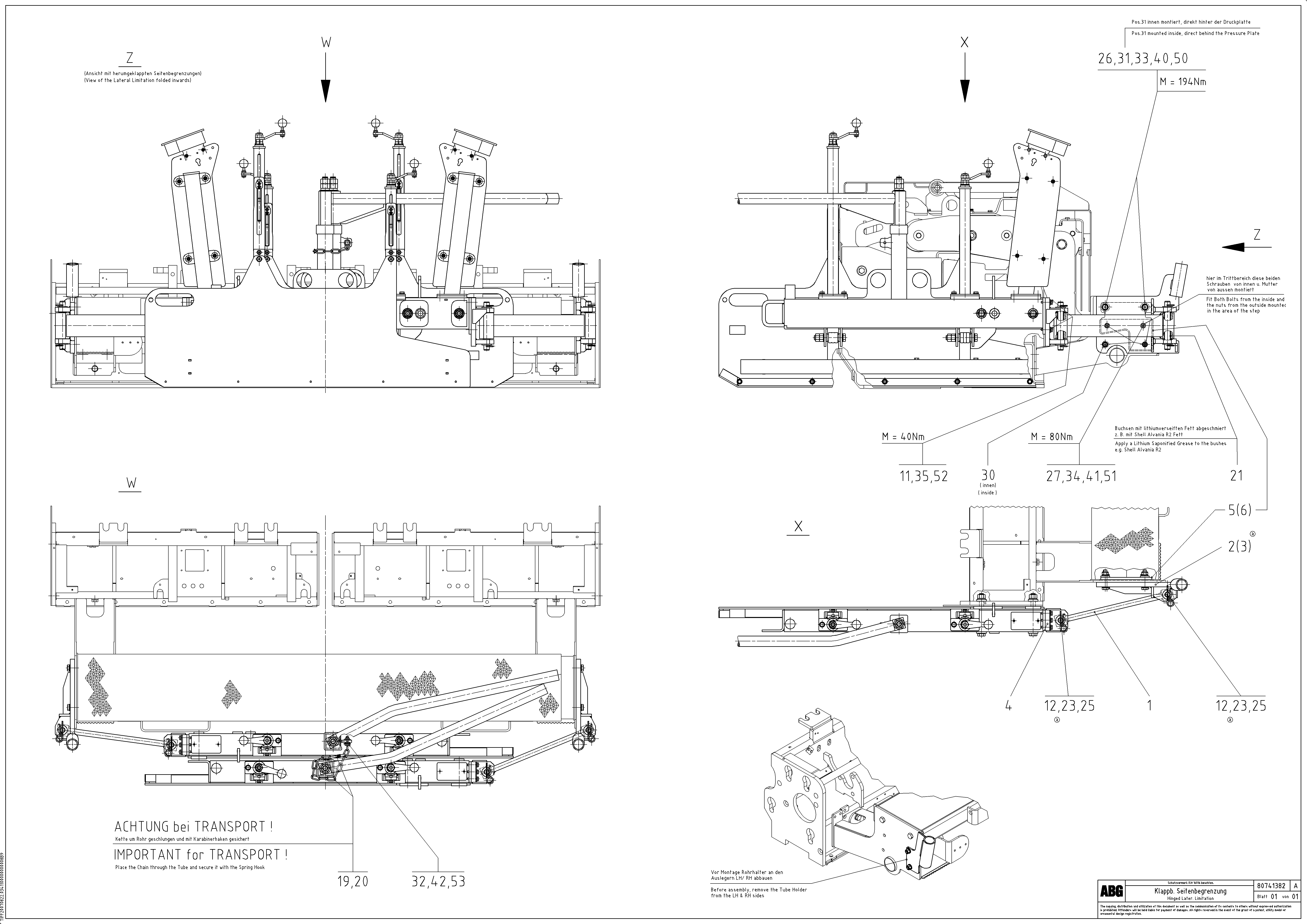 Схема запчастей Volvo ABG5870 - 81081 Hinged lateral limitation VB 78 ETC ATT. SCREED 2,5 - 9,0 M ABG5770, ABG5870, ABG6870
