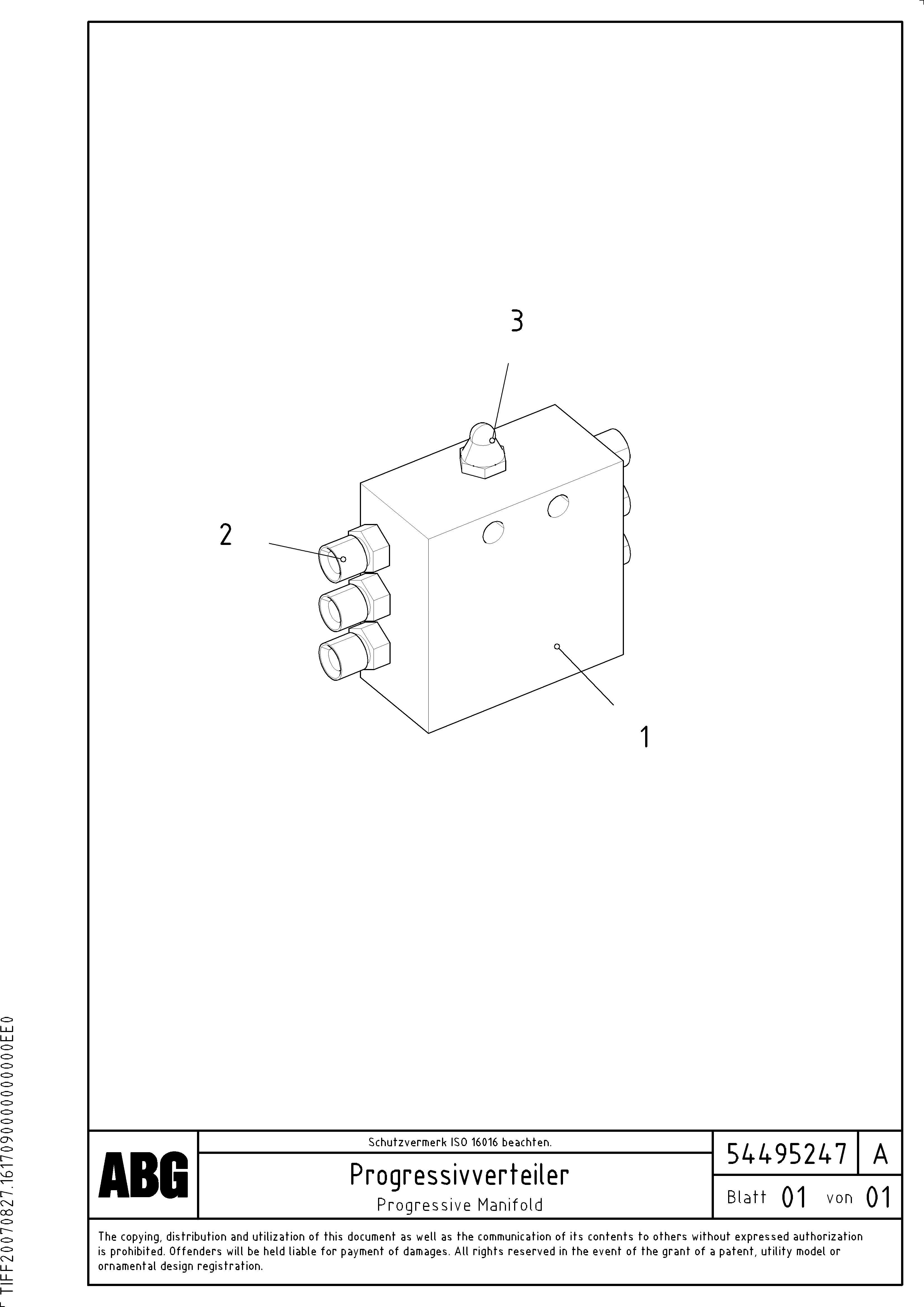 Схема запчастей Volvo ABG5870 - 79887 Progressive manifold for extension VB 78 ETC ATT. SCREED 2,5 - 9,0 M ABG5770, ABG5870, ABG6870