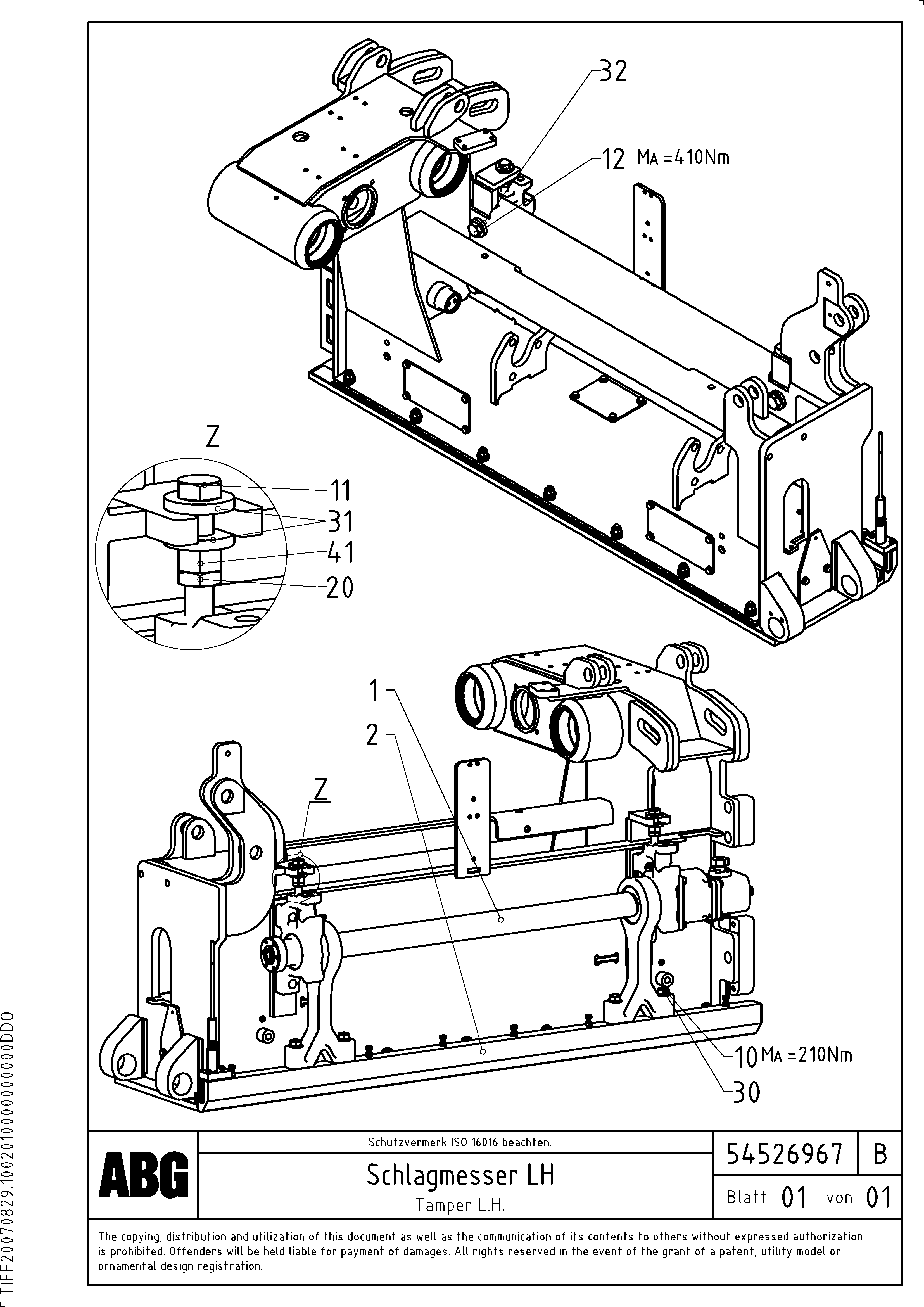 Схема запчастей Volvo ABG6870 - 73256 Tamper for basic screed VB 88 ETC ATT. SCREED 3,0 - 9,0 M ABG6870