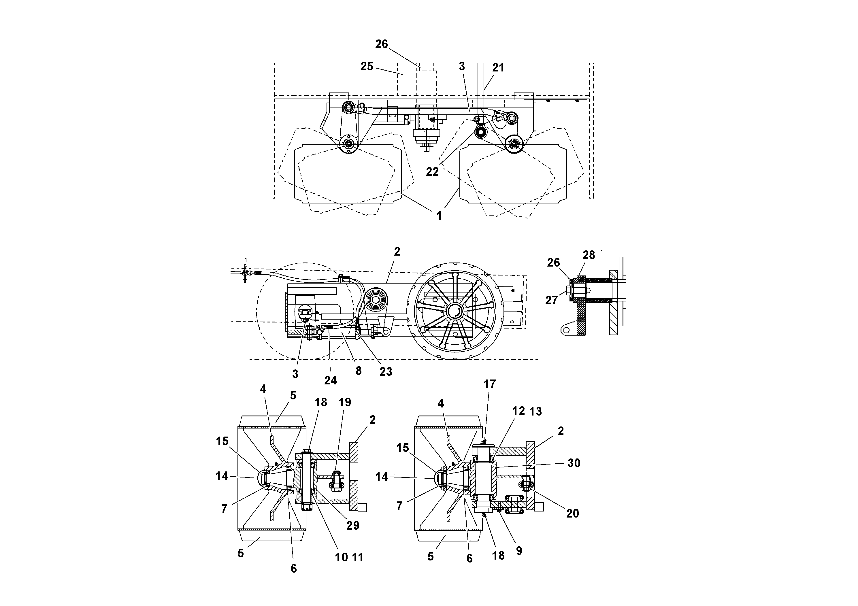 Схема запчастей Volvo PF161 - 67923 Bogie Steering Arrangement PF161 S/N 197506 -
