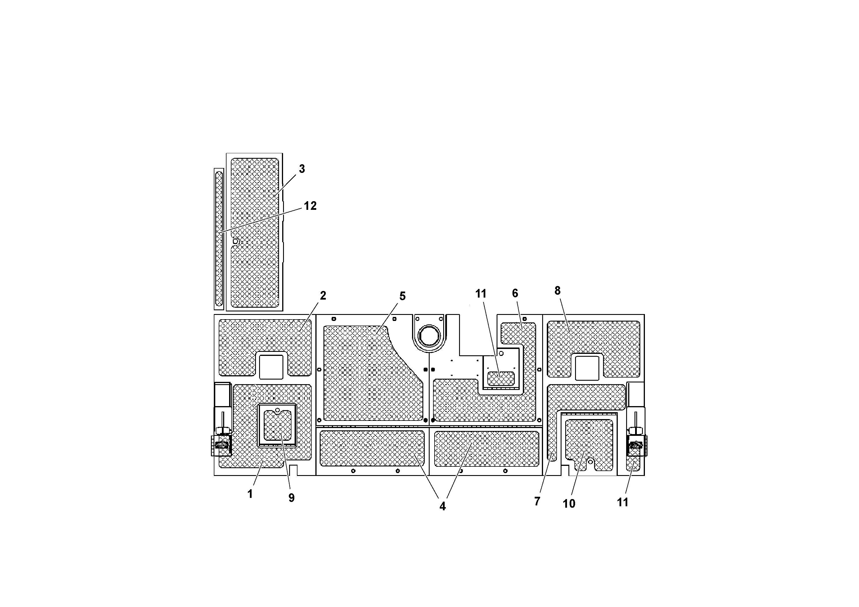Схема запчастей Volvo PF161 - 75344 Anti-skid Mat Arrangement PF161 S/N 197506 -