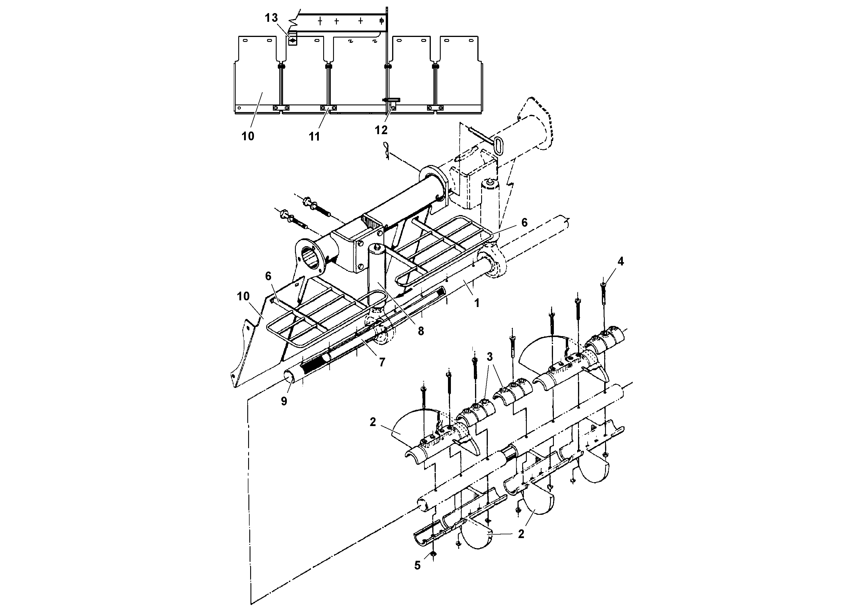 Схема запчастей Volvo PF161 - 104989 Auger and Tunnel/guard Extension Arrangements,18 PF161 S/N 197506 -