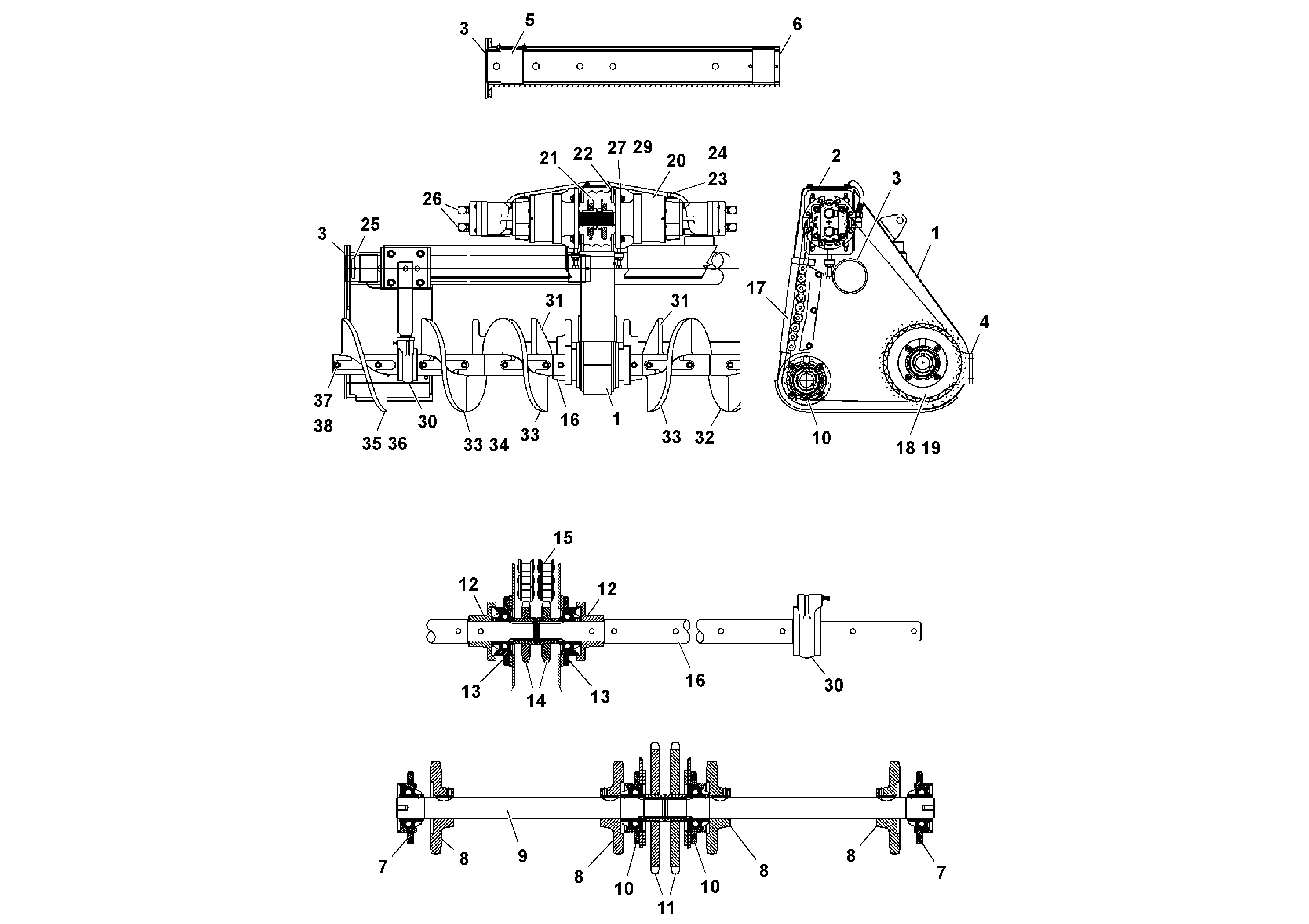 Схема запчастей Volvo PF161 - 106765 Auger/conveyor Drive Assembly PF161 S/N 197506 -