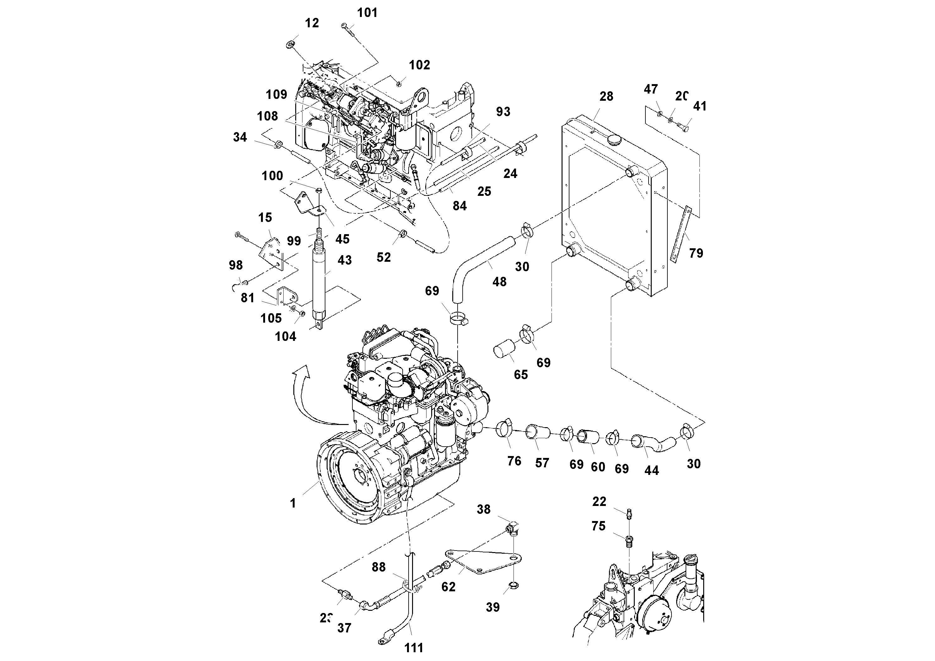 Схема запчастей Volvo PF161 - 70649 Cummins Engine Assembly PF161 S/N 197506 -