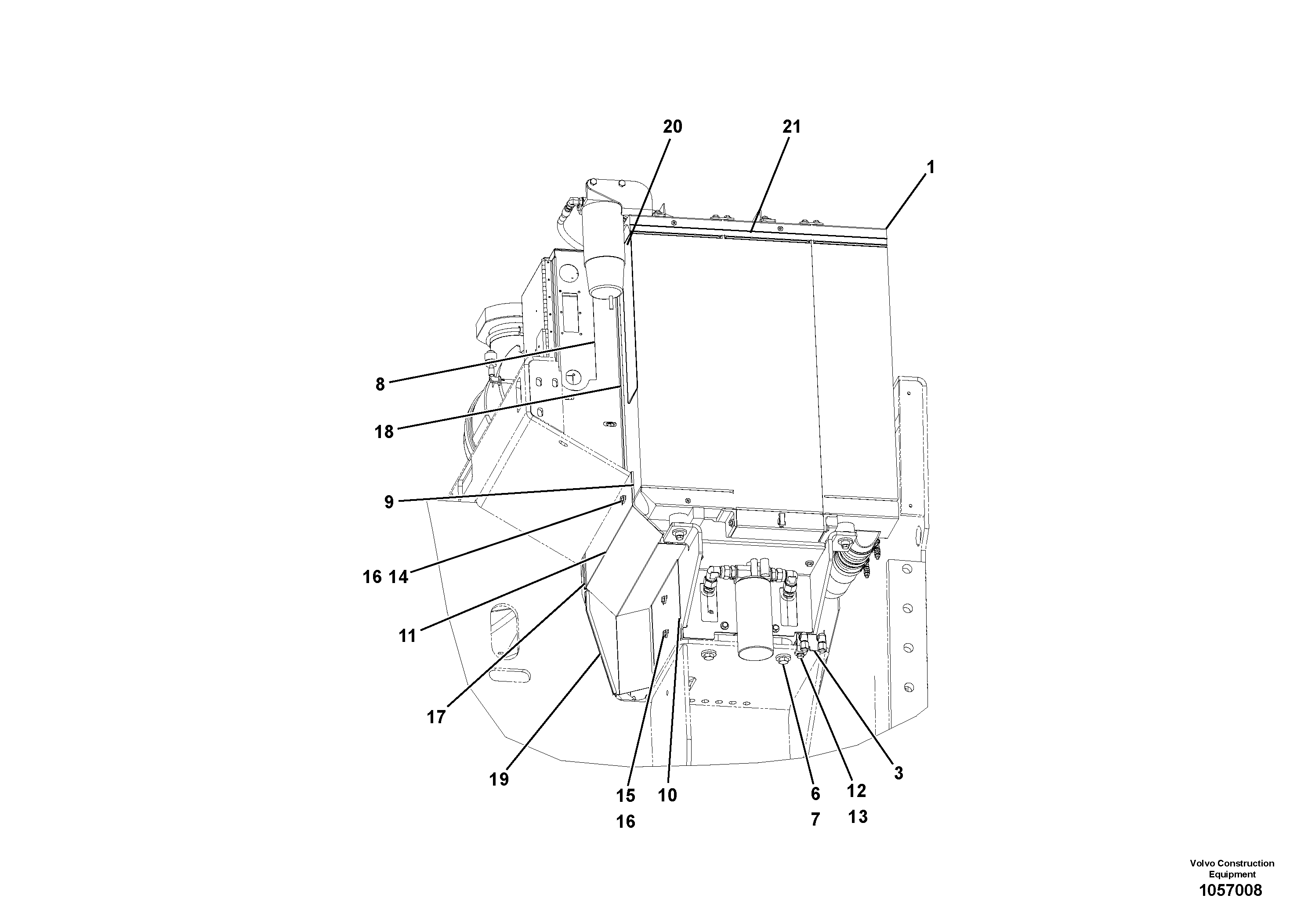 Схема запчастей Volvo PF2181 - 73405 Engine casing, Ventilation PF2181 S/N 200987-