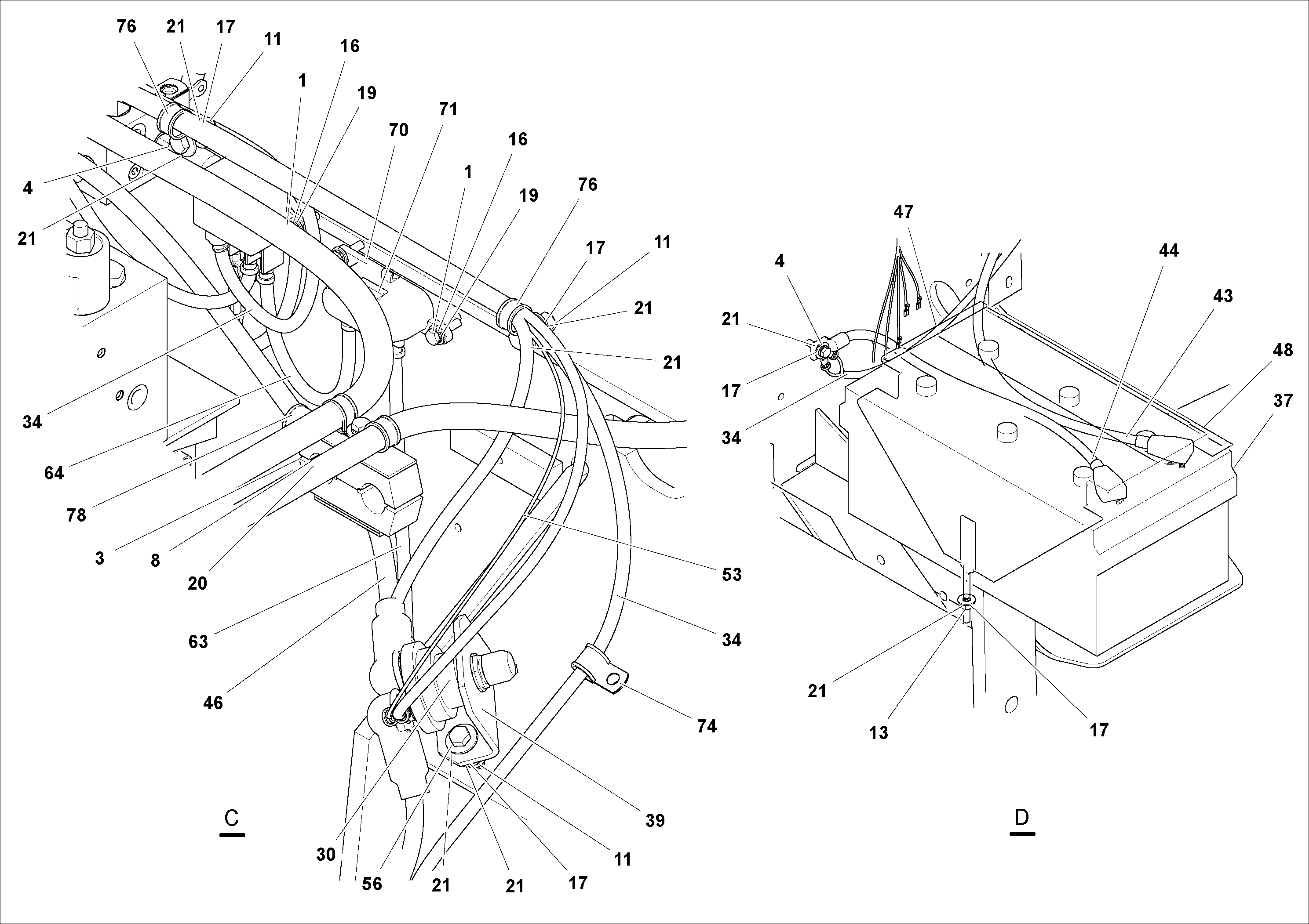 Схема запчастей Volvo PF2181 - 72896 Electrical Arrangement PF2181 S/N 200987-