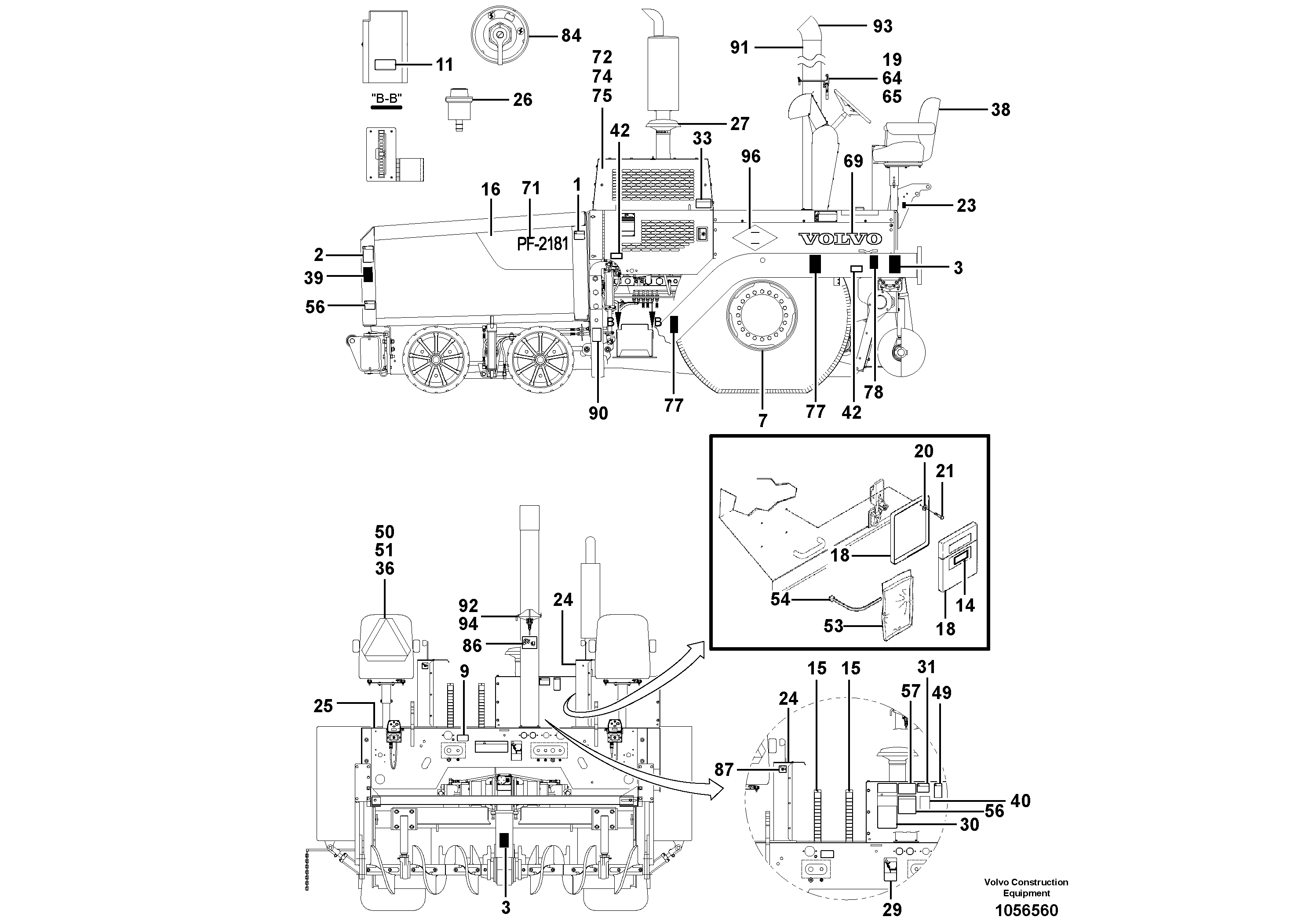 Схема запчастей Volvo PF2181 - 79772 Striping, Decals, and Instruction Plates PF2181 S/N 200987-